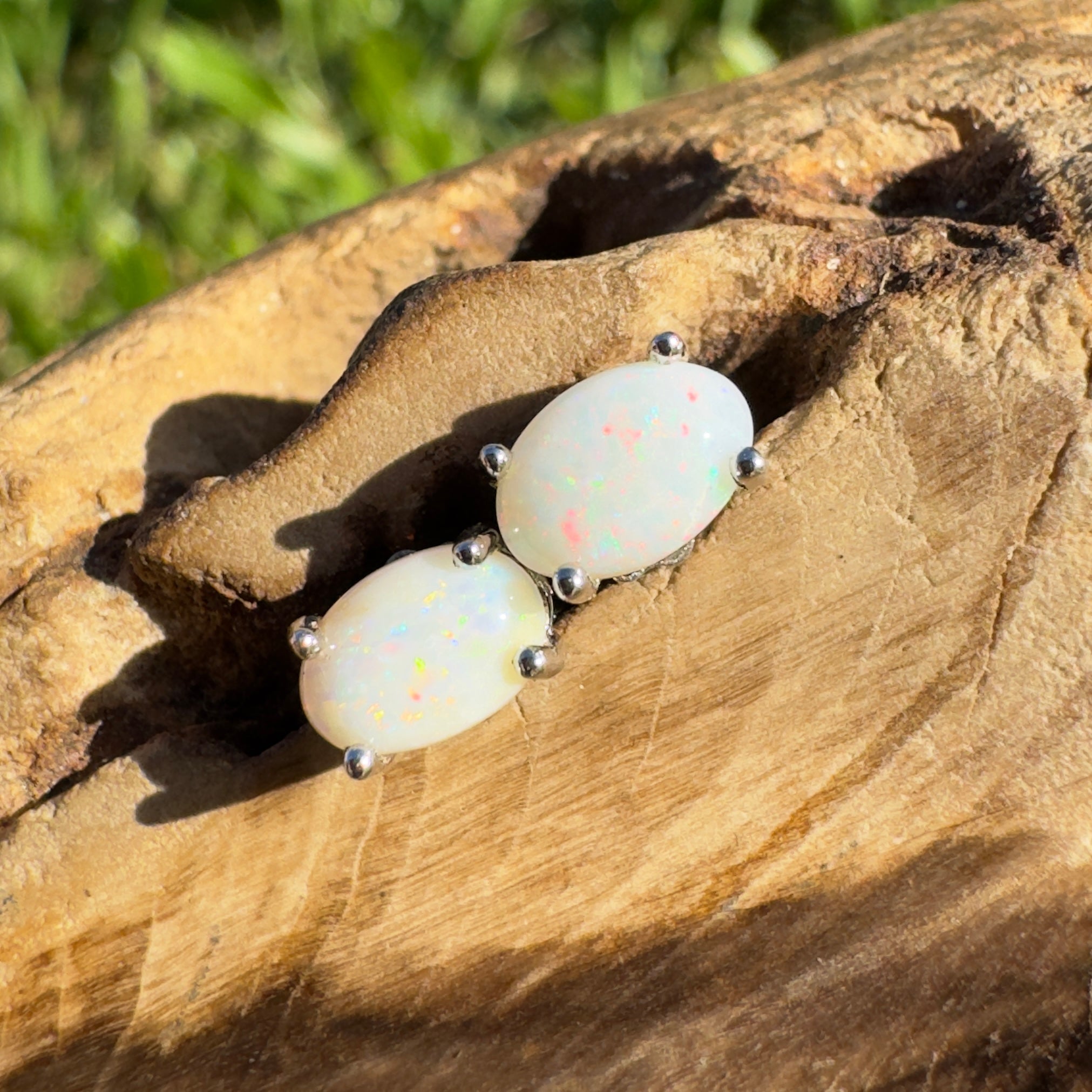 Toorale Light ~ 0.6ct Coober Pedy Opal Sterling Silver Earrings