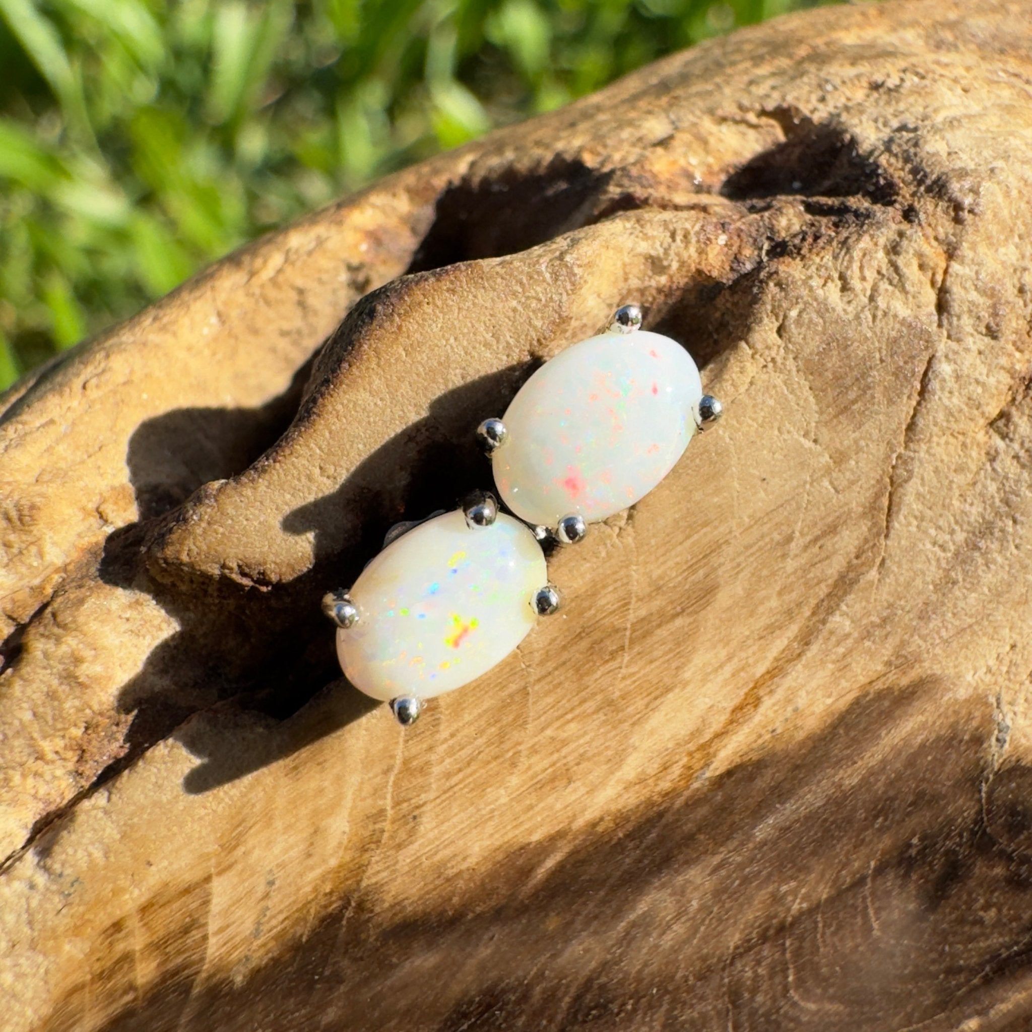 Toorale Light ~ 0.6ct Coober Pedy Opal Sterling Silver Earrings