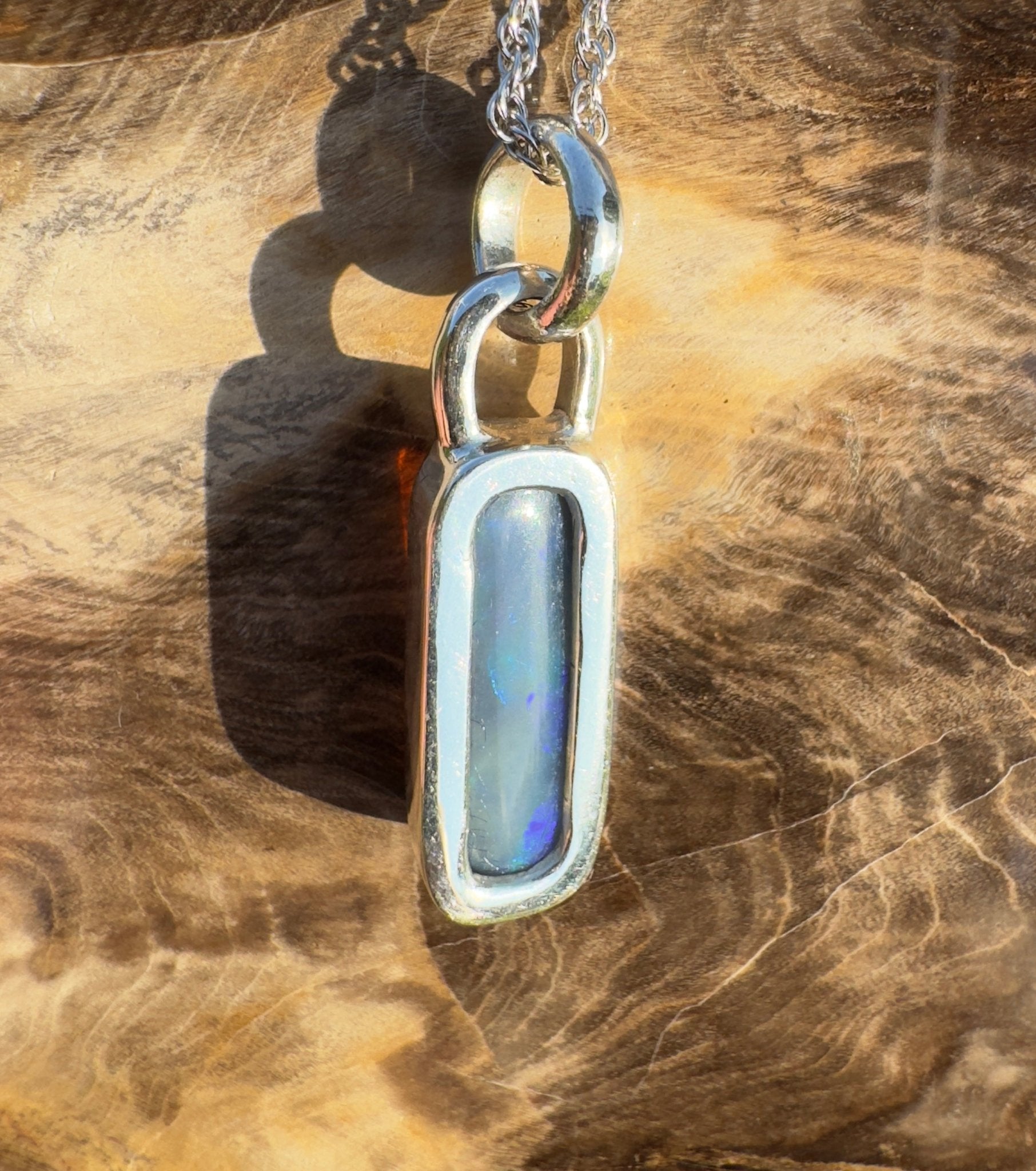 Torndirrup Blueway – 3.7ct Solid Lightning Ridge Black Opal 925 Sterling Silver Pendant Necklace