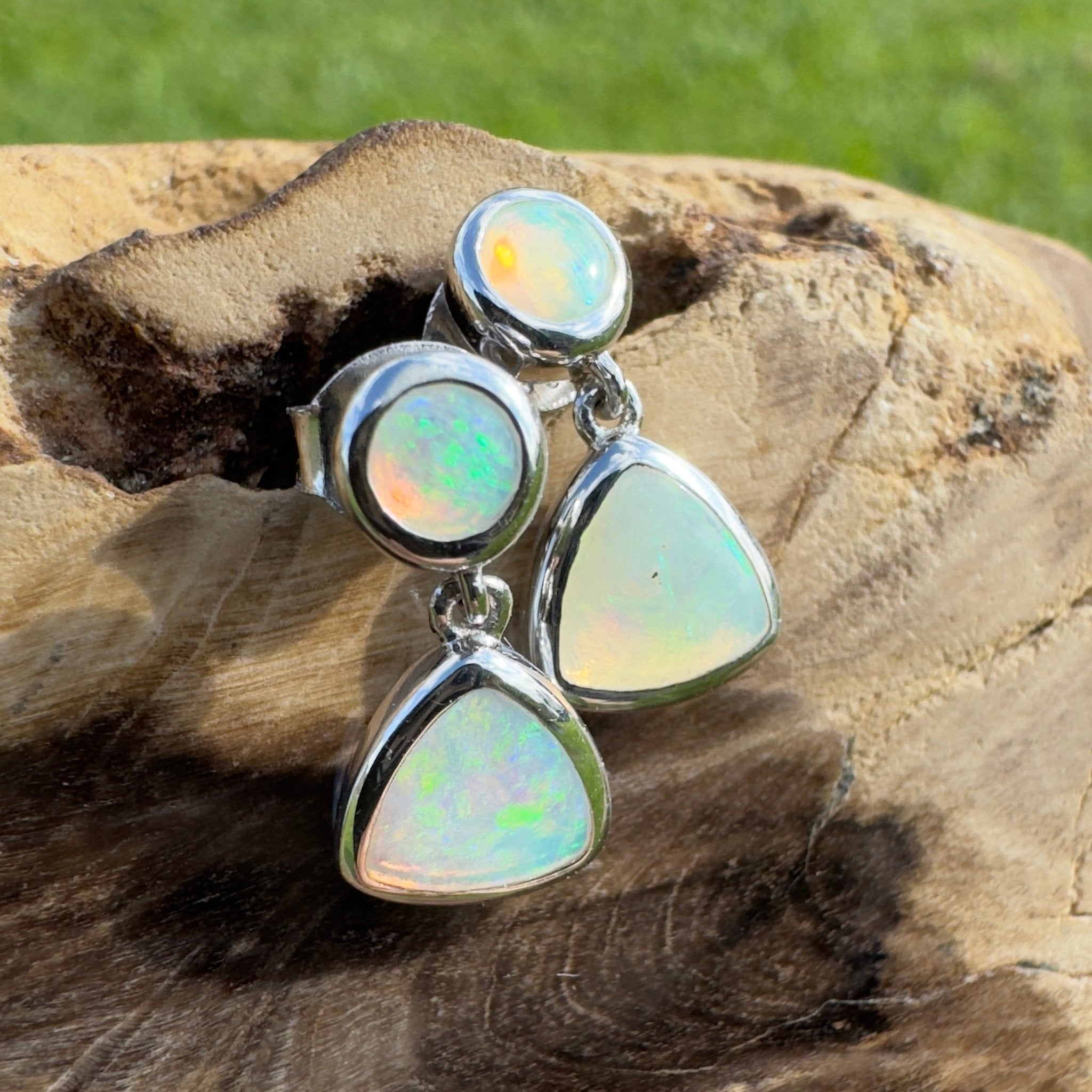 Torquay Tide ~ 1.1ct Solid Coober Pedy Crystal Opal Earrings