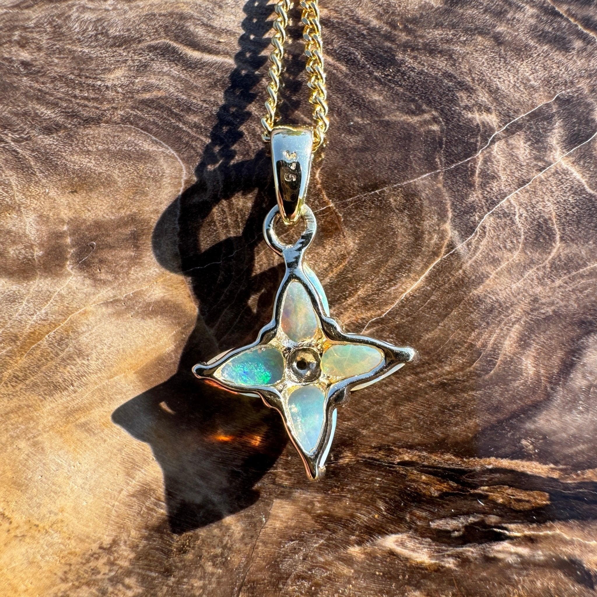 Torres Tide ~ 9ct Solid Gold 0.5ct Coober Pedy Crystal Opal Pendant