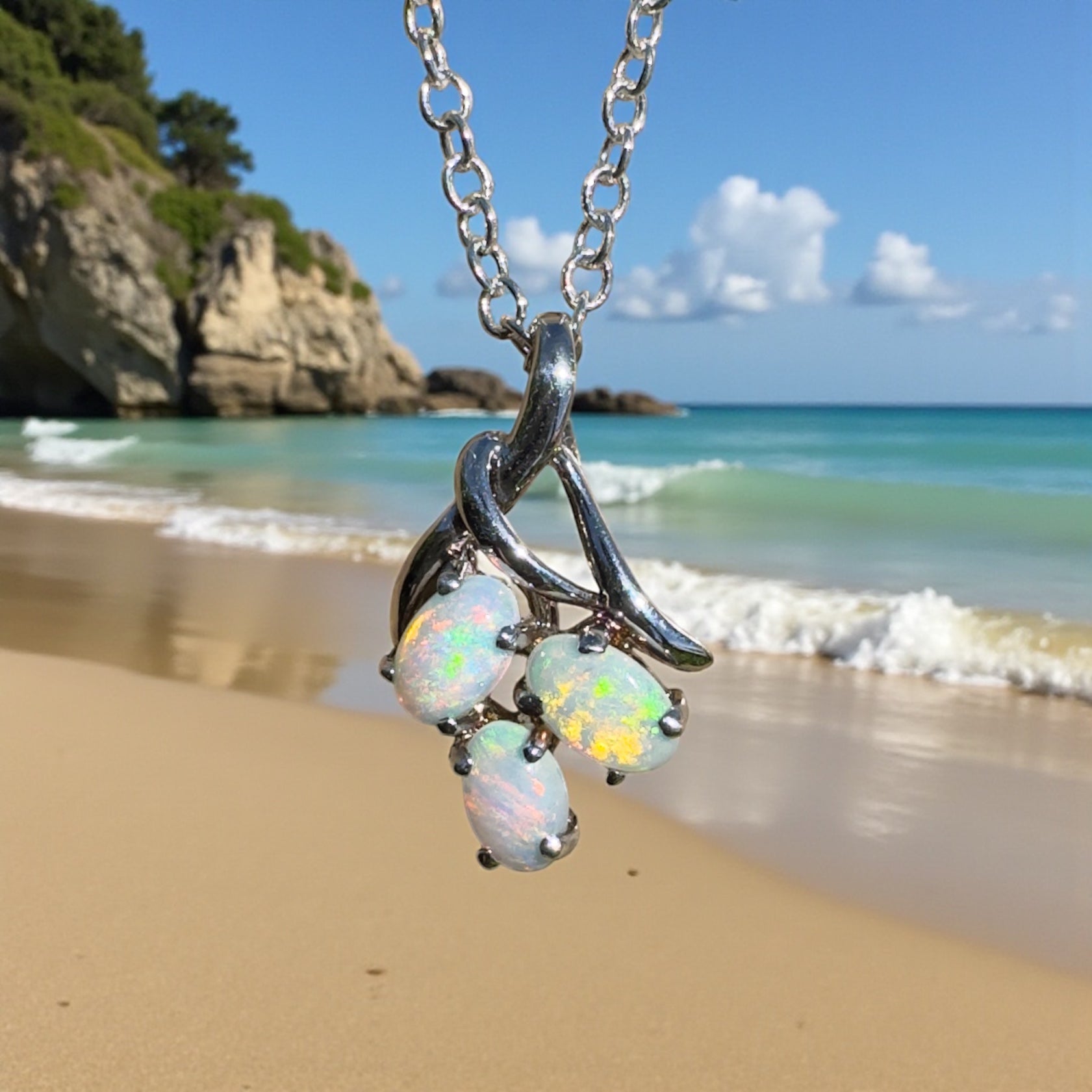 Tri - Coast Light ~ 1.2ct Lightning Ridge Opal 925 Silver Pendant