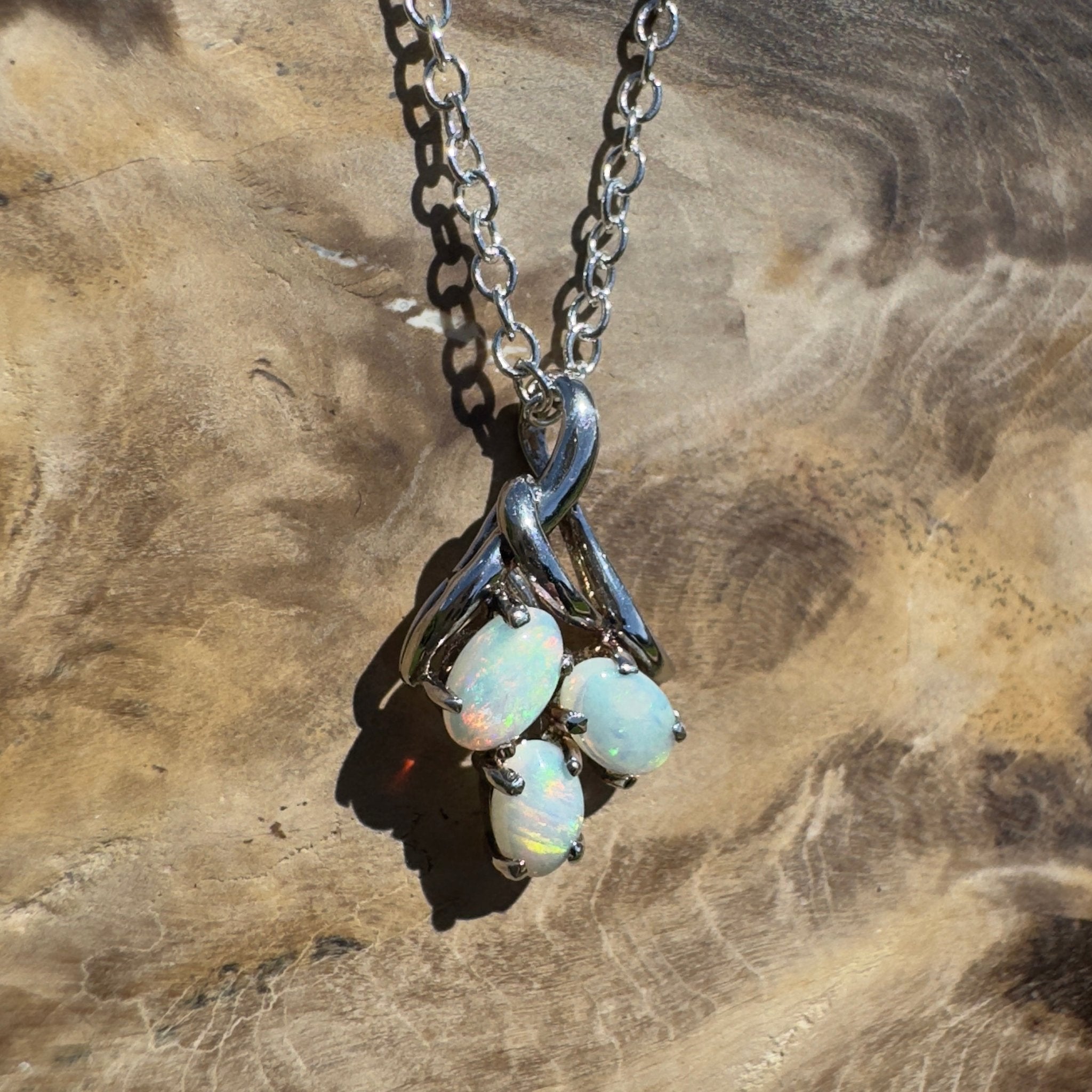 Tri - Coast Light ~ 1.2ct Lightning Ridge Opal 925 Silver Pendant