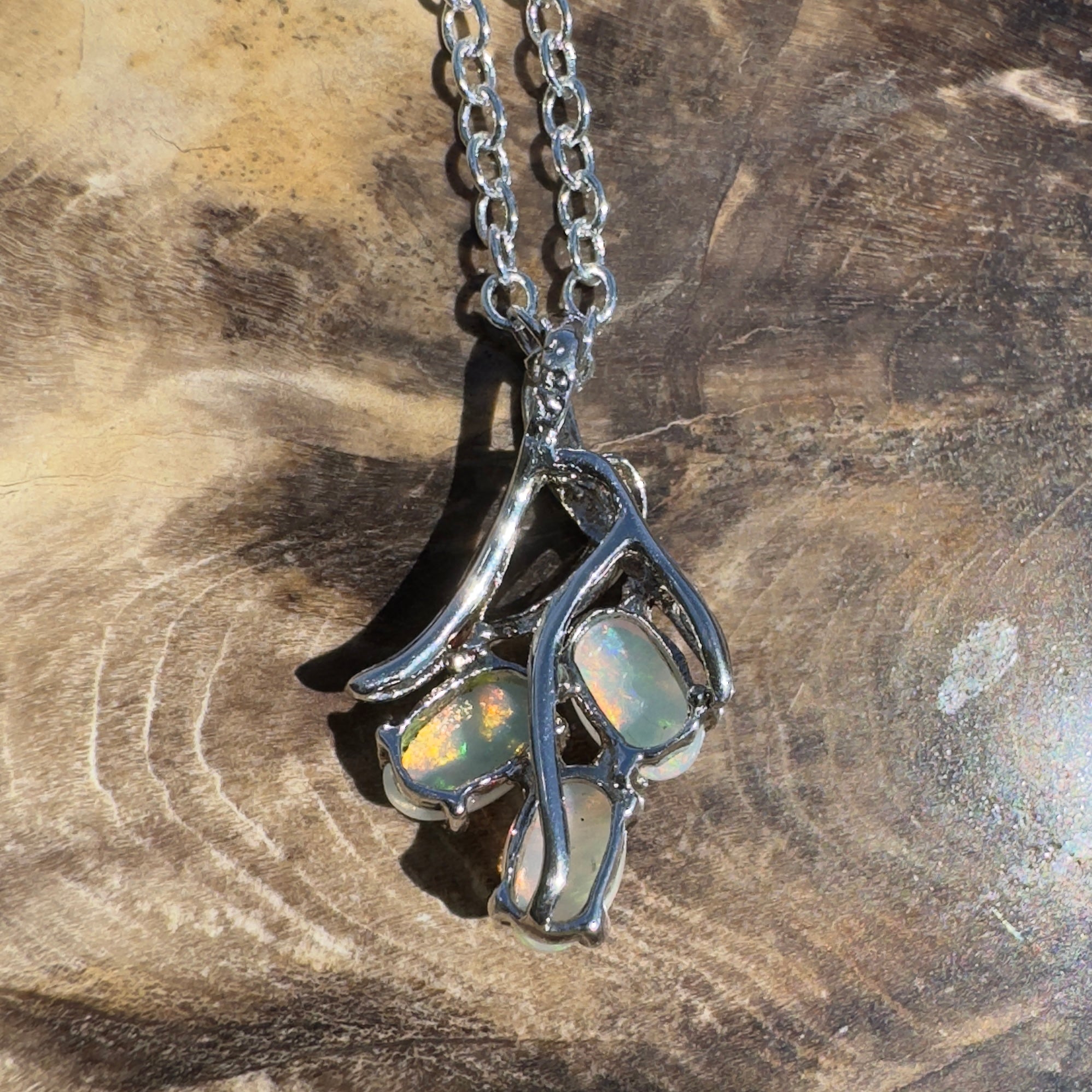 Tri - Coast Light ~ 1.2ct Lightning Ridge Opal 925 Silver Pendant