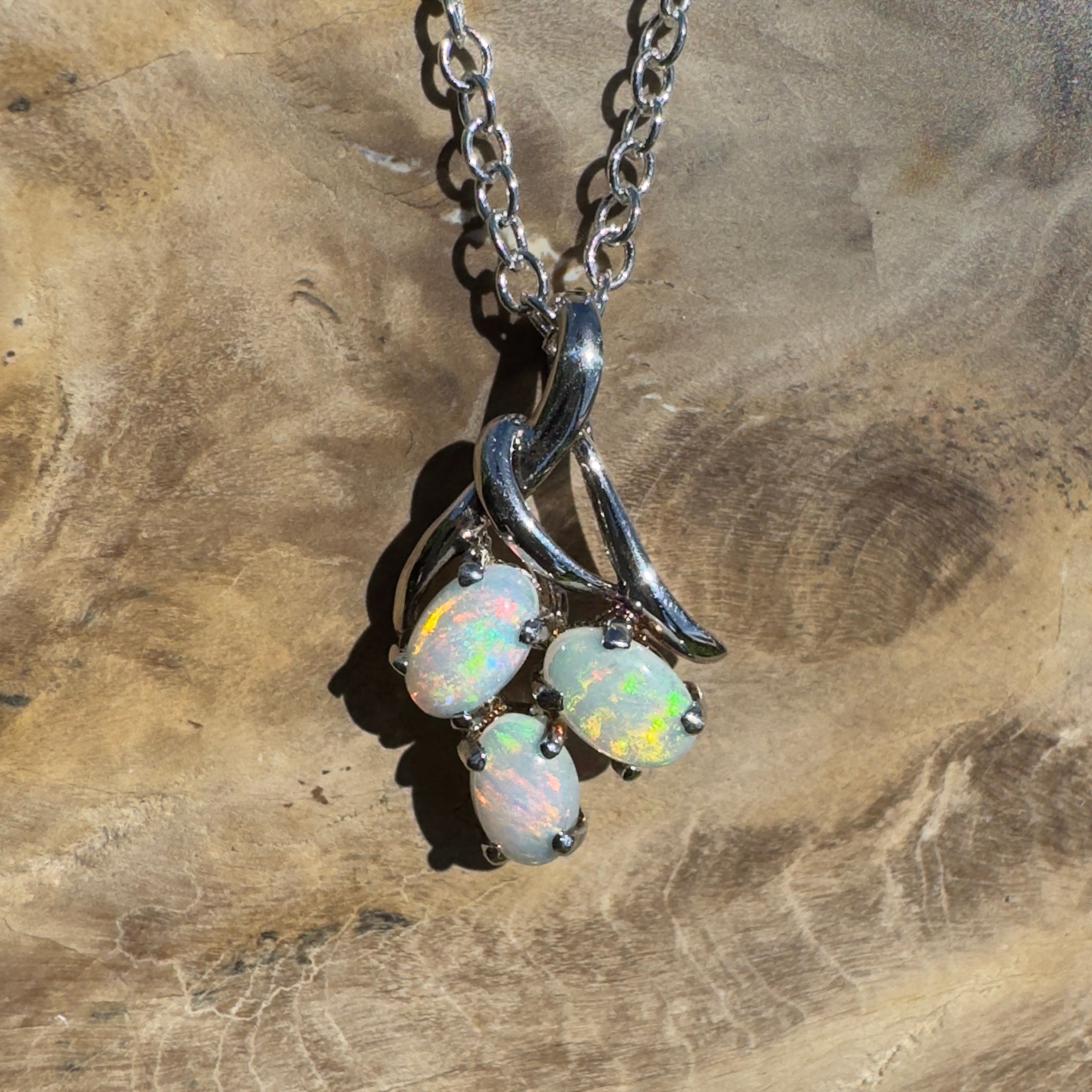 Tri - Coast Light ~ 1.2ct Lightning Ridge Opal 925 Silver Pendant