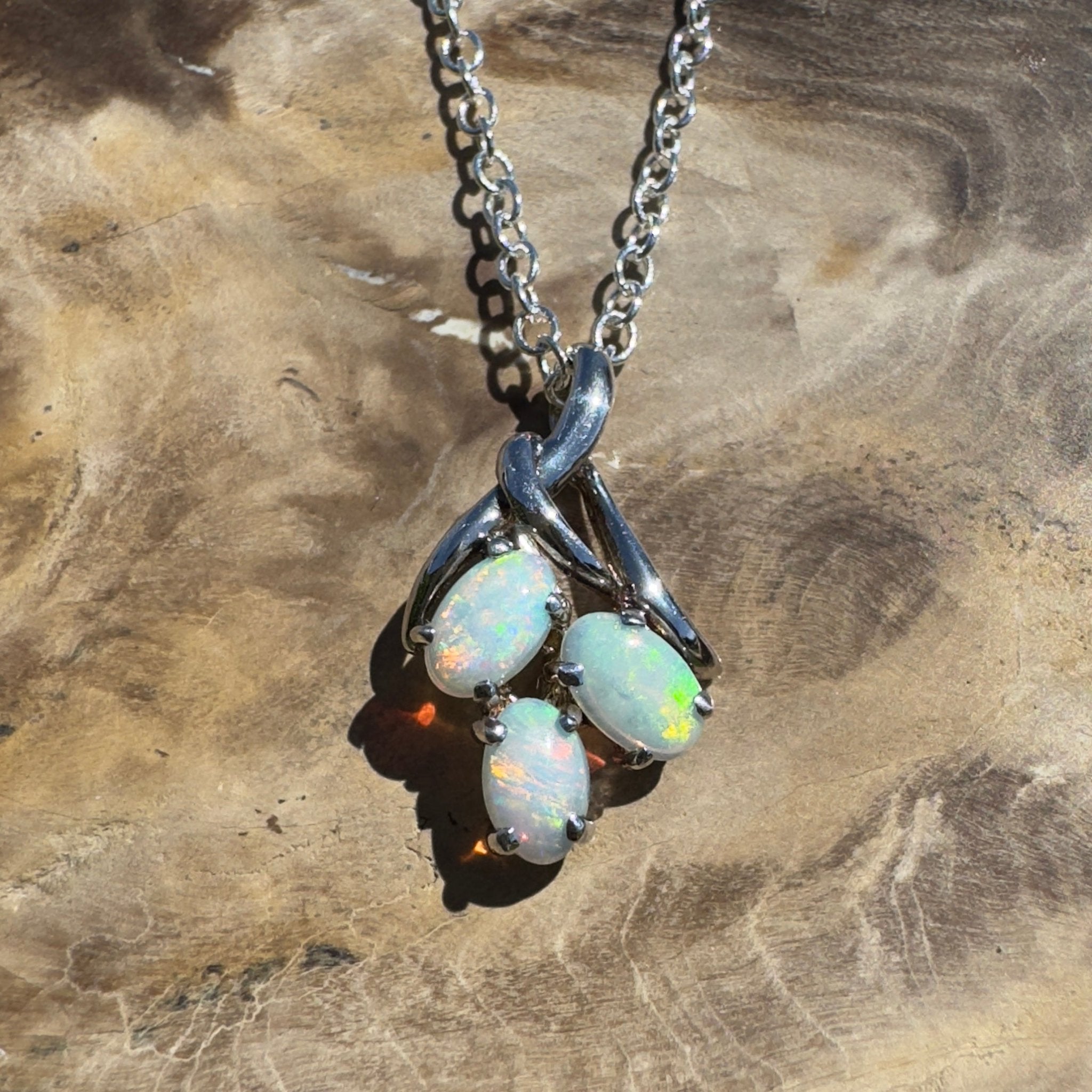 Tri - Coast Light ~ 1.2ct Lightning Ridge Opal 925 Silver Pendant