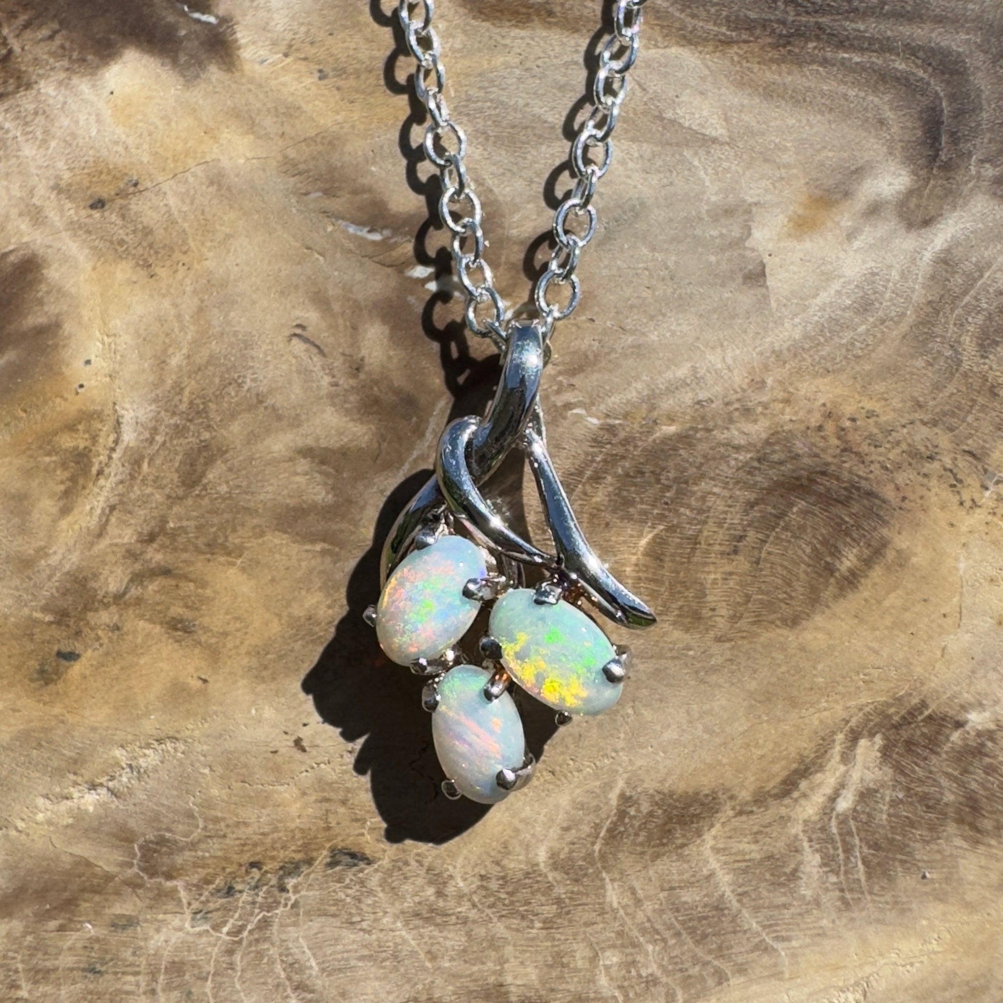 Tri - Coast Light ~ 1.2ct Lightning Ridge Opal 925 Silver Pendant