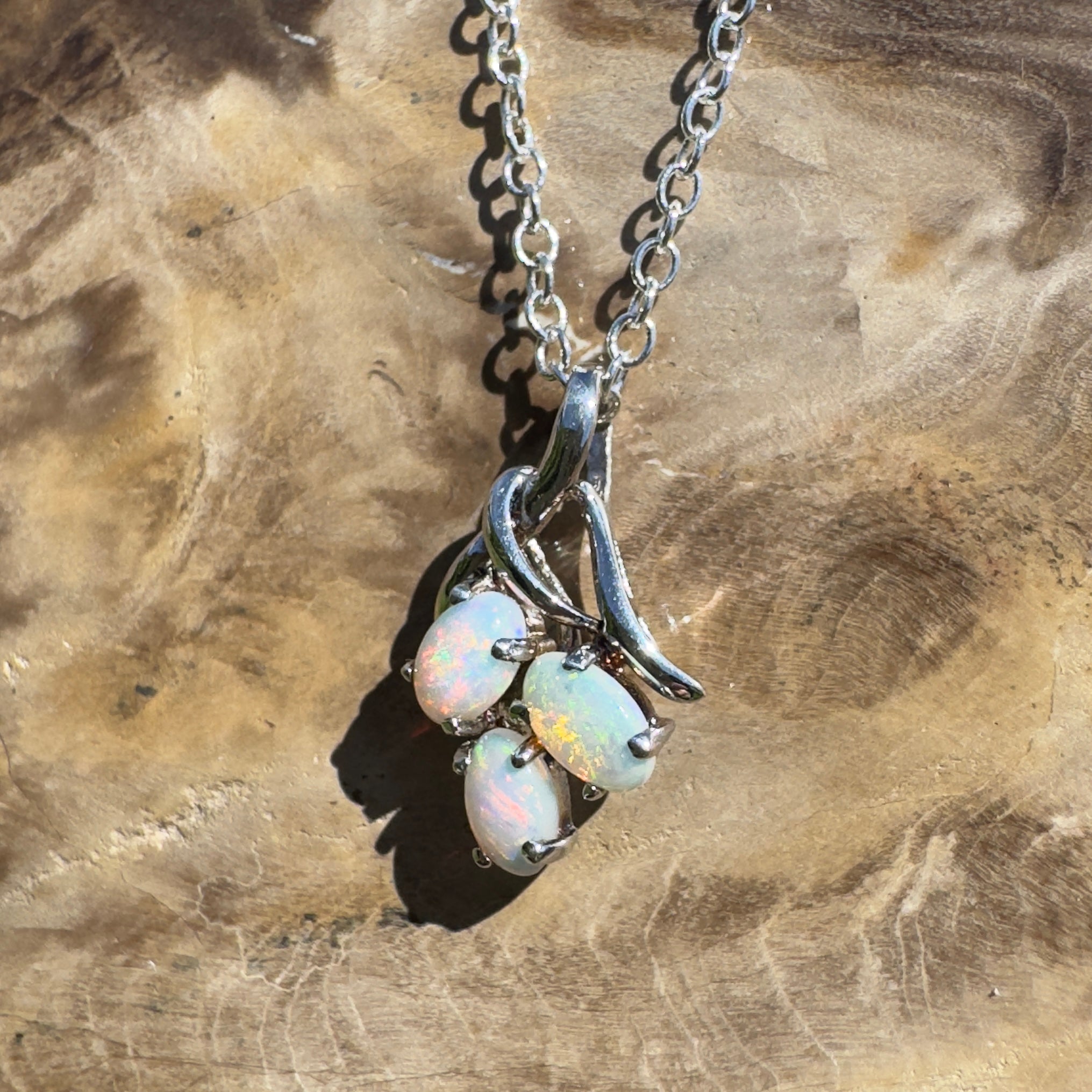 Tri - Coast Light ~ 1.2ct Lightning Ridge Opal 925 Silver Pendant