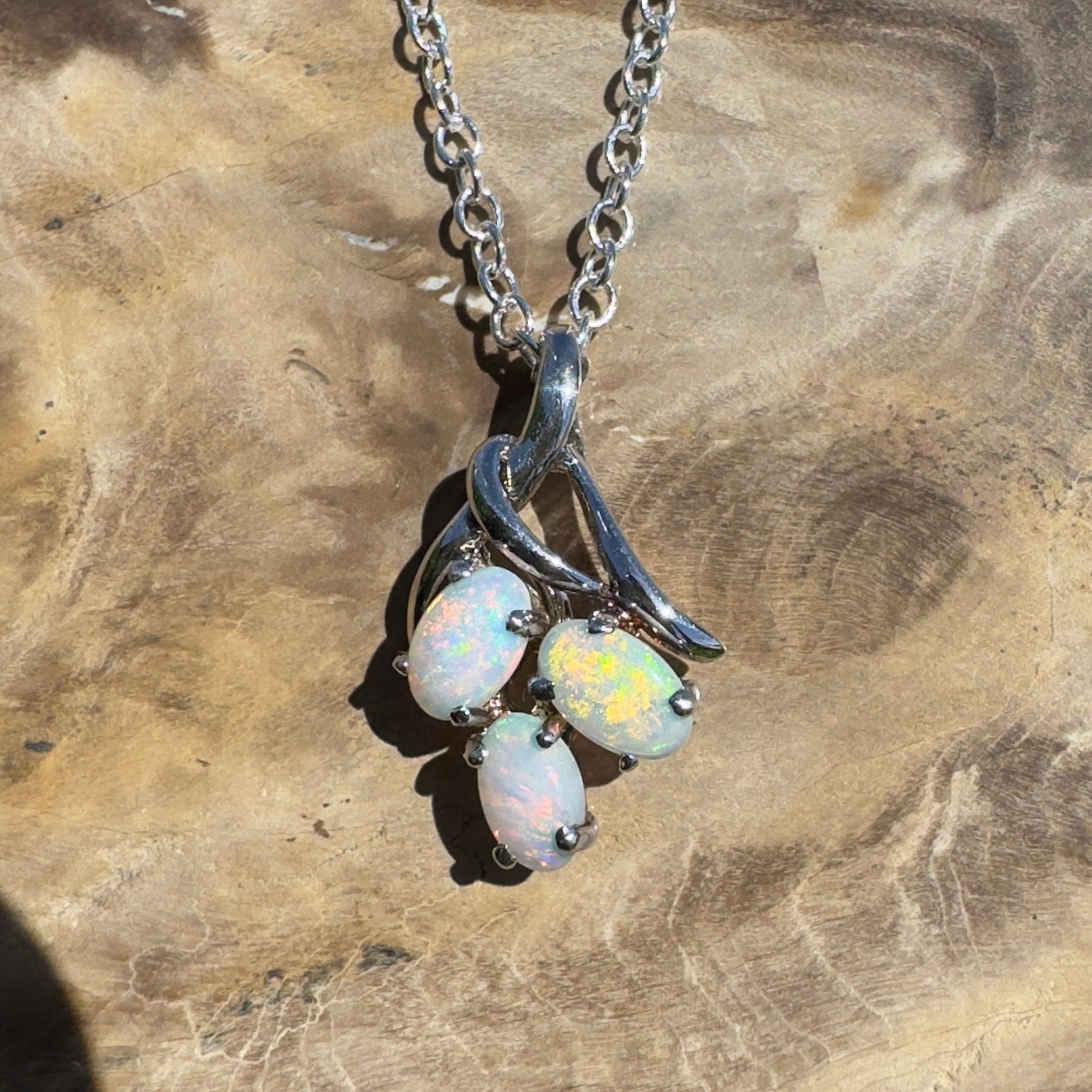 Tri - Coast Light ~ 1.2ct Lightning Ridge Opal 925 Silver Pendant
