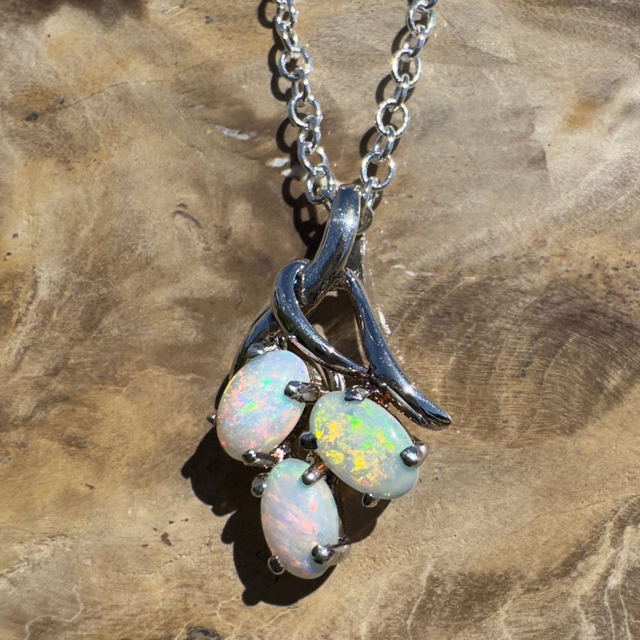 Tri - Coast Light ~ 1.2ct Lightning Ridge Opal 925 Silver Pendant