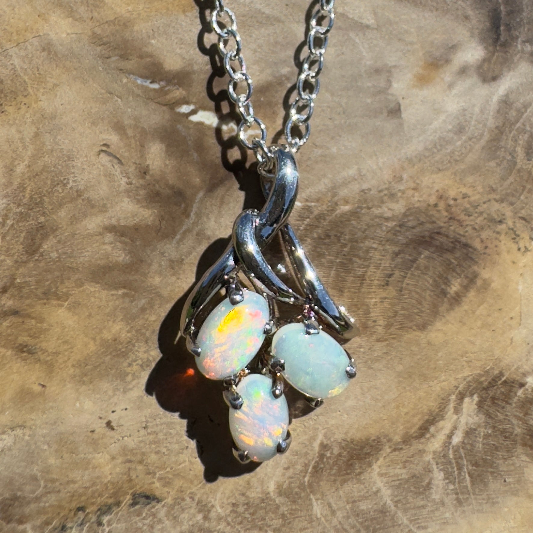Tri - Coast Light ~ 1.2ct Lightning Ridge Opal 925 Silver Pendant
