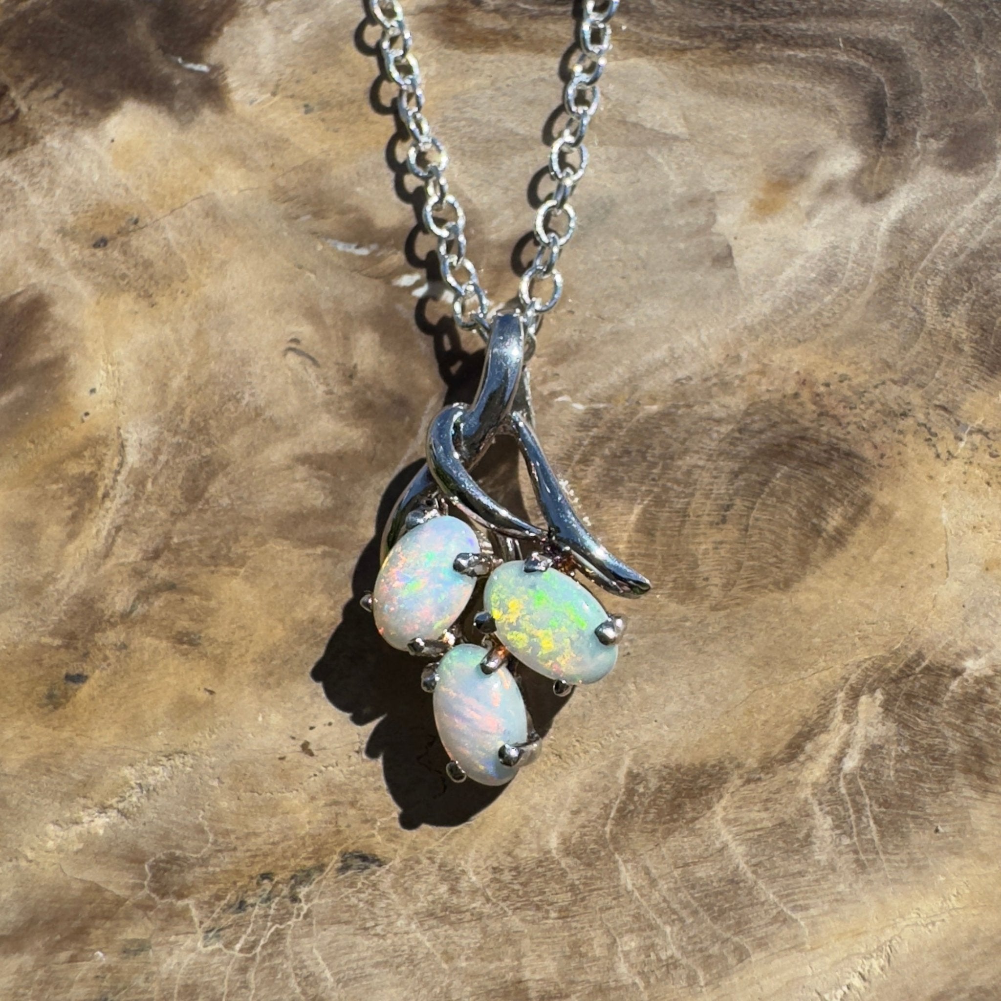 Tri - Coast Light ~ 1.2ct Lightning Ridge Opal 925 Silver Pendant