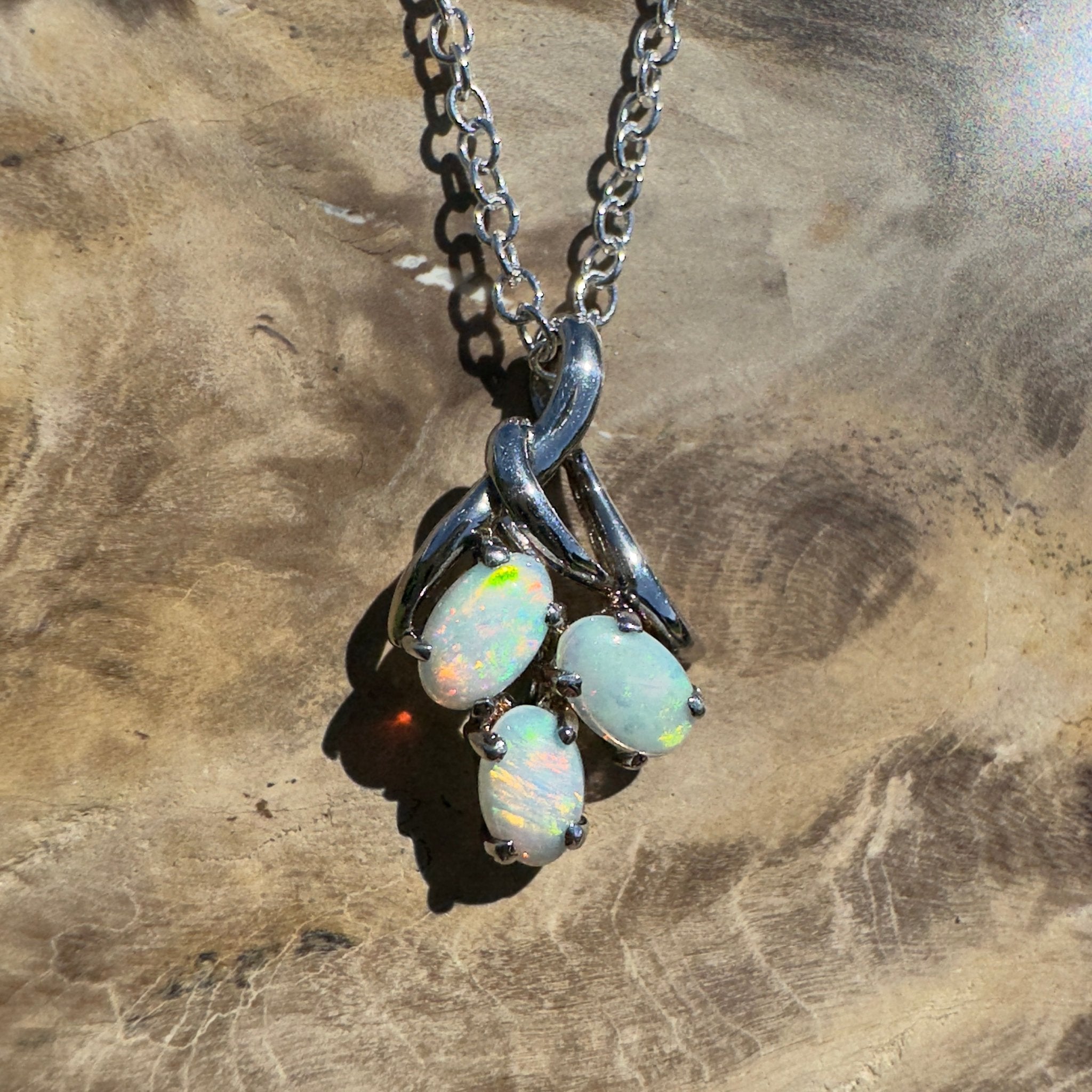 Tri - Coast Light ~ 1.2ct Lightning Ridge Opal 925 Silver Pendant