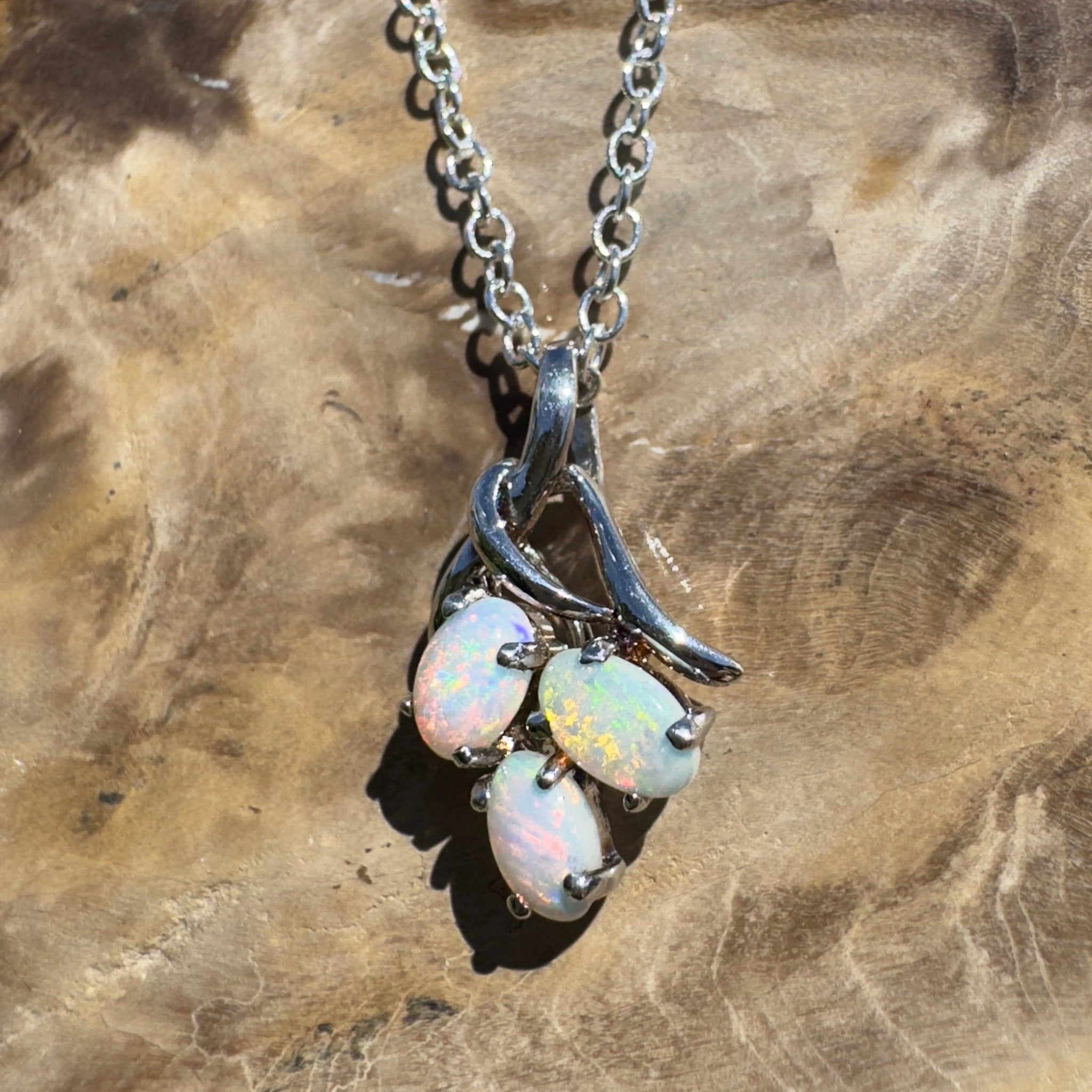 Tri - Coast Light ~ 1.2ct Lightning Ridge Opal 925 Silver Pendant