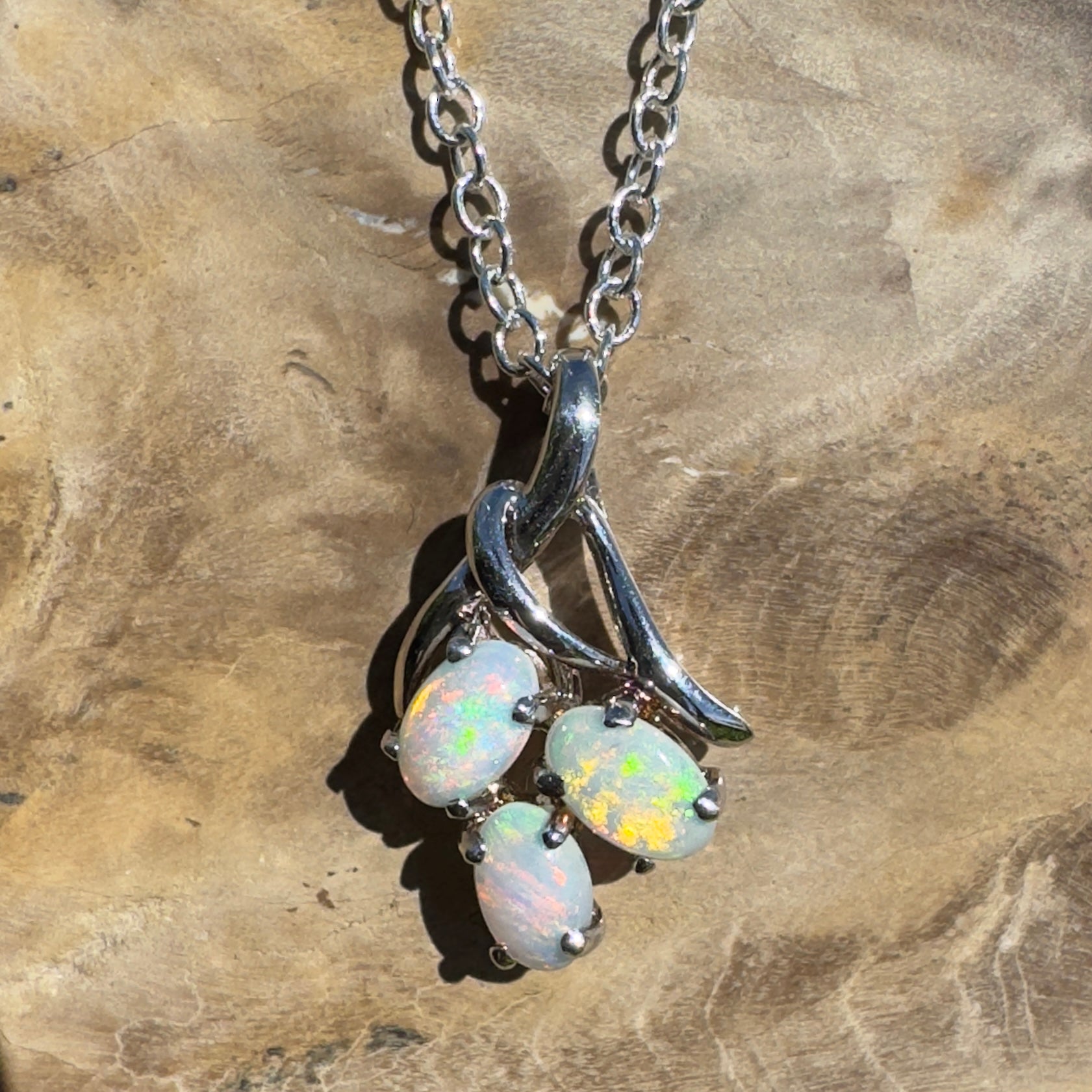 Tri - Coast Light ~ 1.2ct Lightning Ridge Opal 925 Silver Pendant