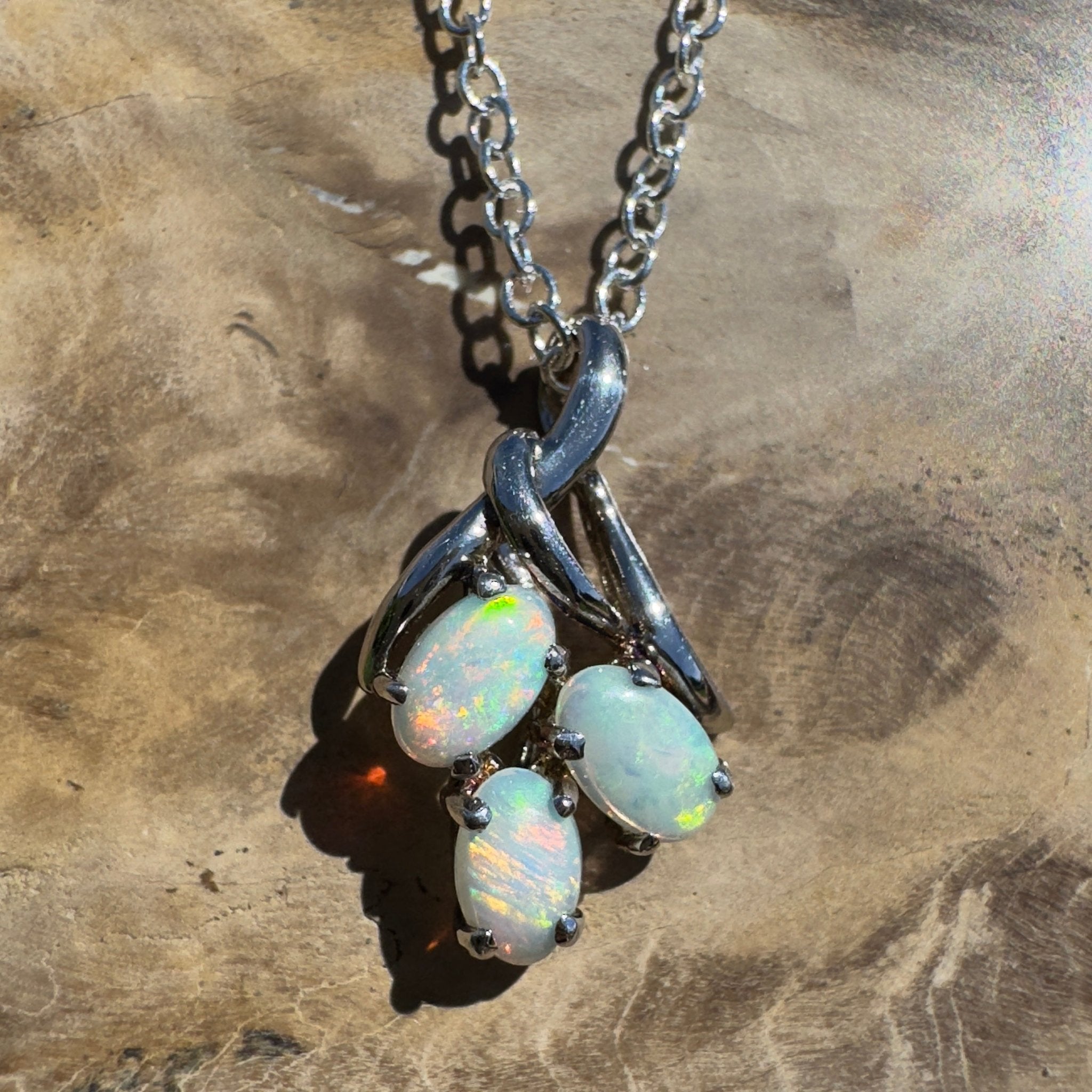 Tri - Coast Light ~ 1.2ct Lightning Ridge Opal 925 Silver Pendant
