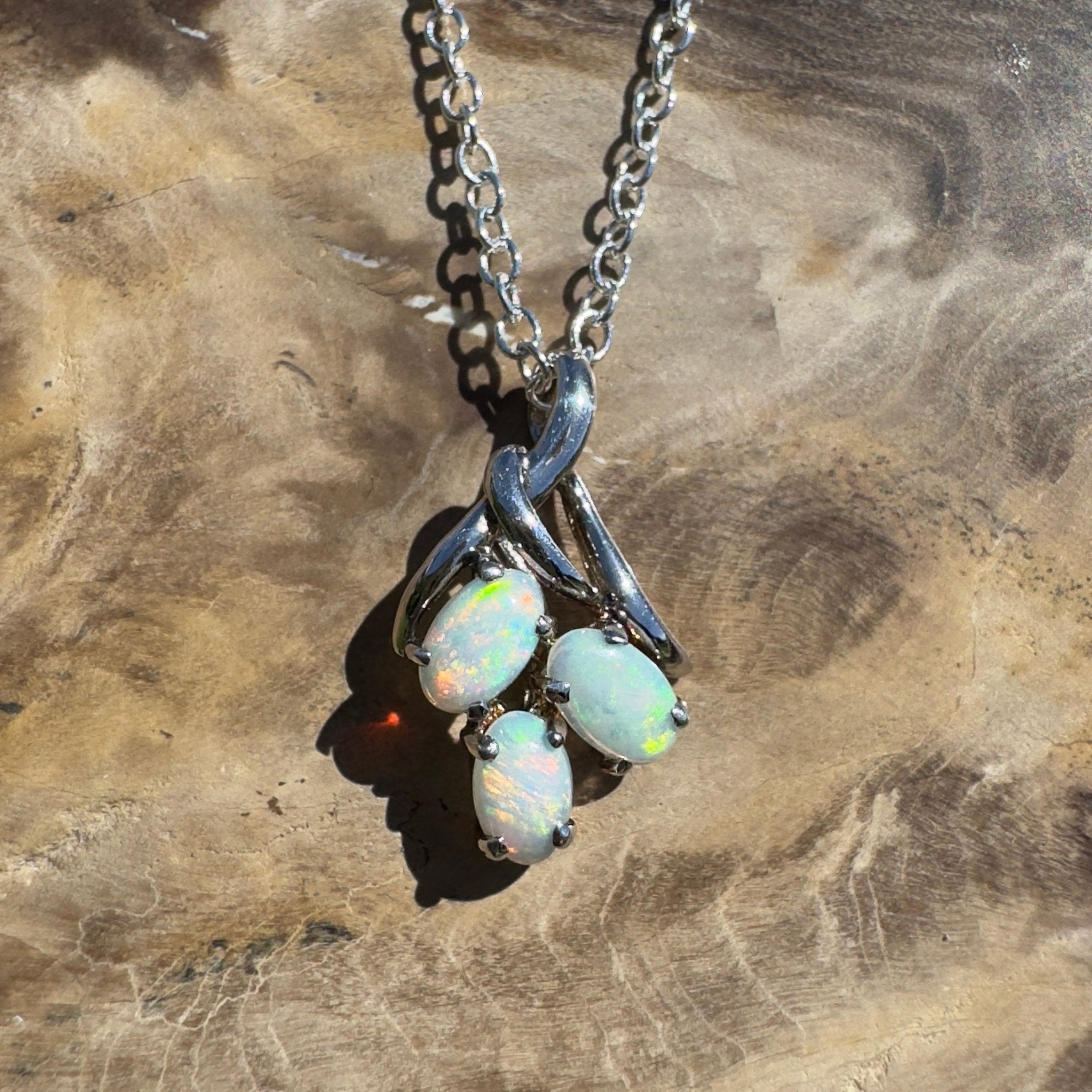 Tri - Coast Light ~ 1.2ct Lightning Ridge Opal 925 Silver Pendant