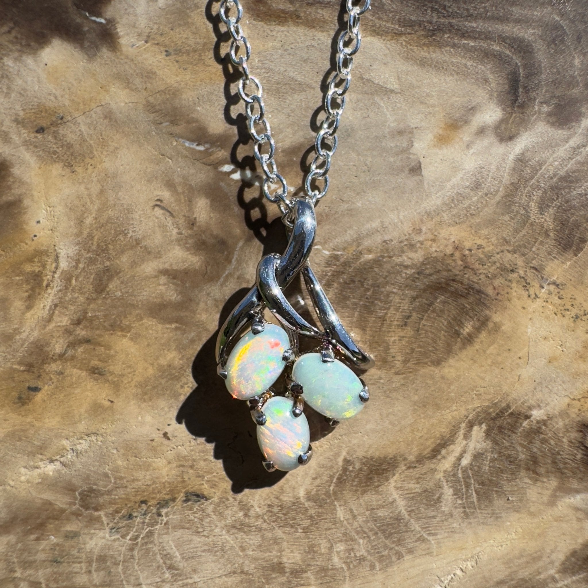 Tri - Coast Light ~ 1.2ct Lightning Ridge Opal 925 Silver Pendant