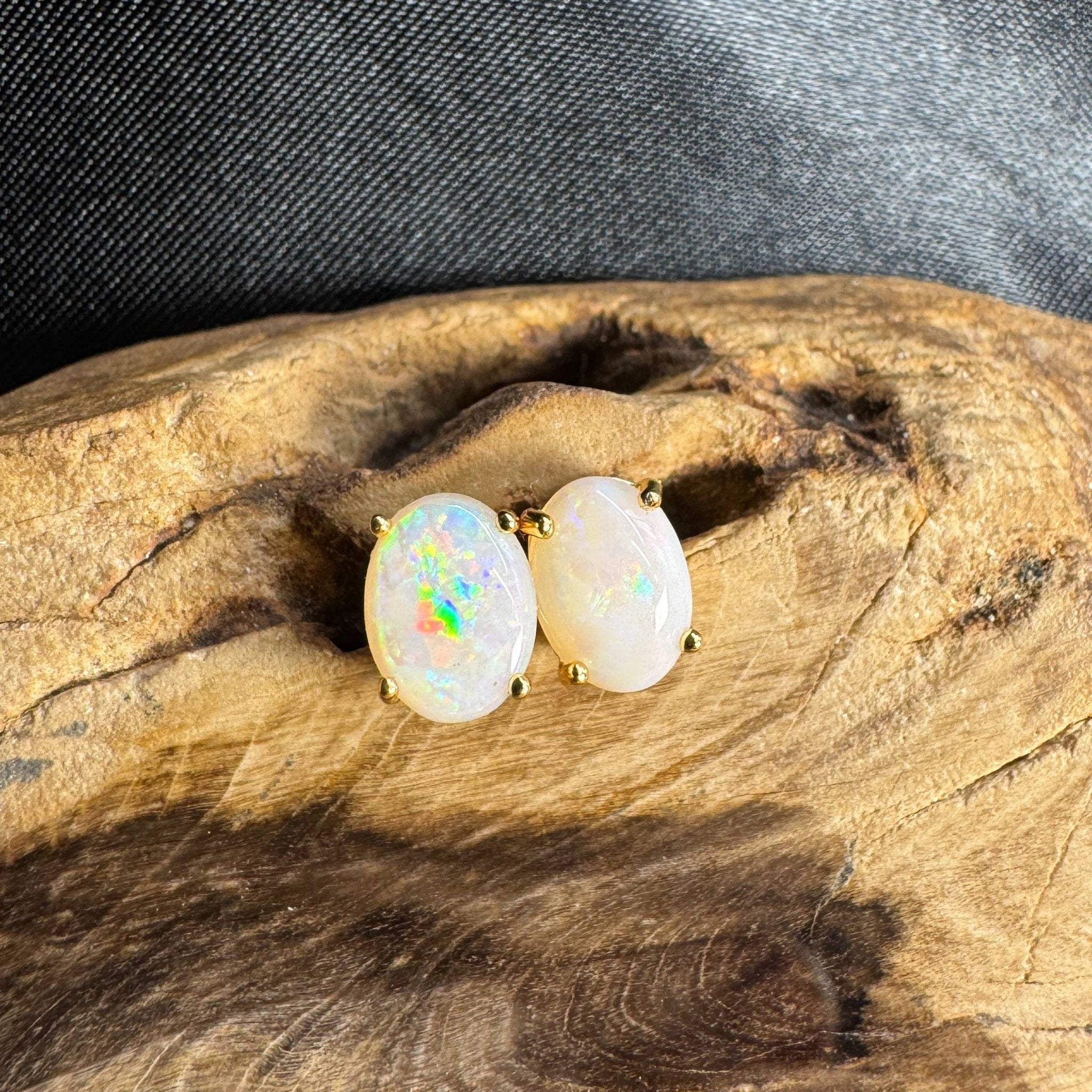 Uluru Dreaming ~ 1.6ct Solid Coober Pedy Opal Gold Plated 925 Silver Earrings