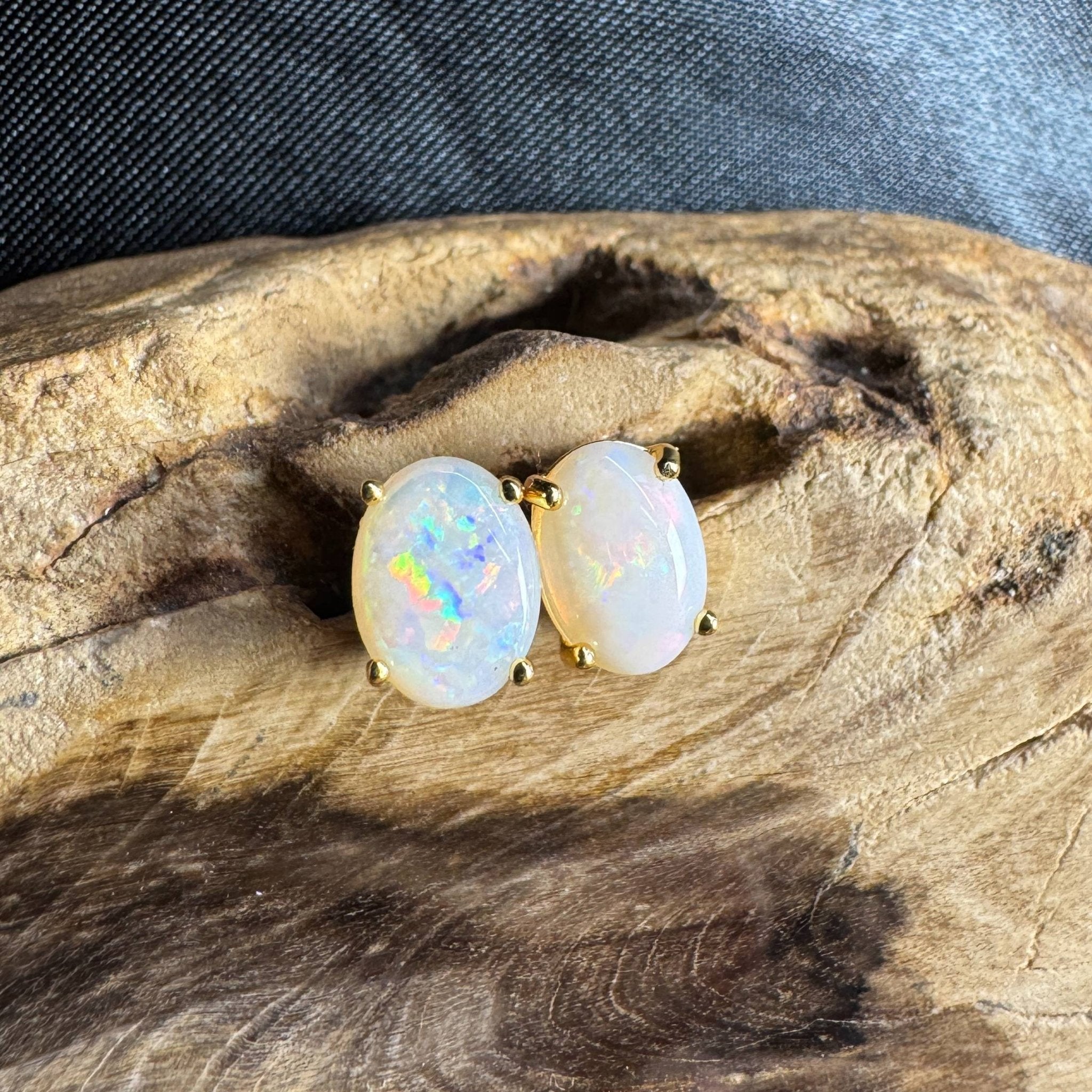 Uluru Dreaming ~ 1.6ct Solid Coober Pedy Opal Gold Plated 925 Silver Earrings