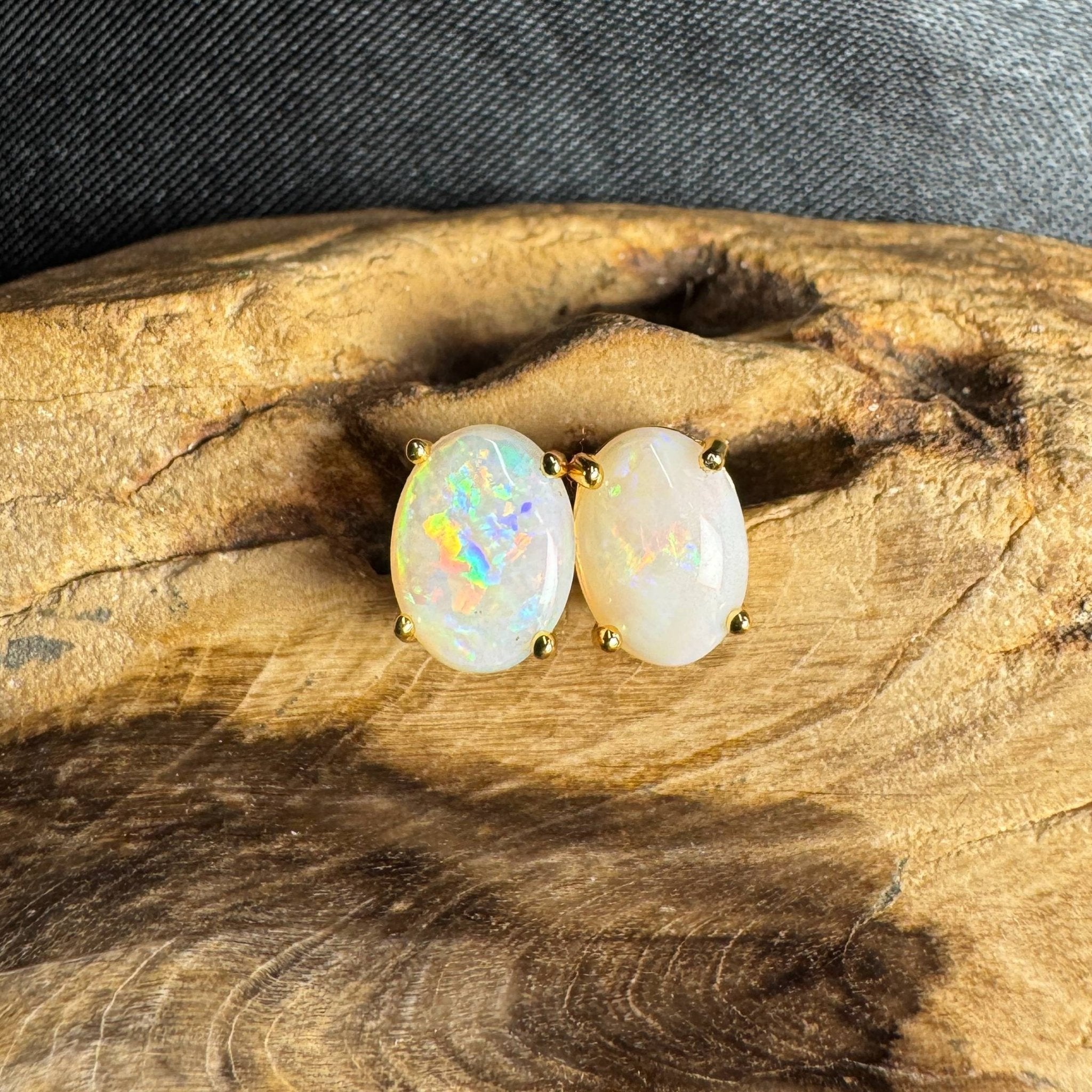 Uluru Dreaming ~ 1.6ct Solid Coober Pedy Opal Gold Plated 925 Silver Earrings