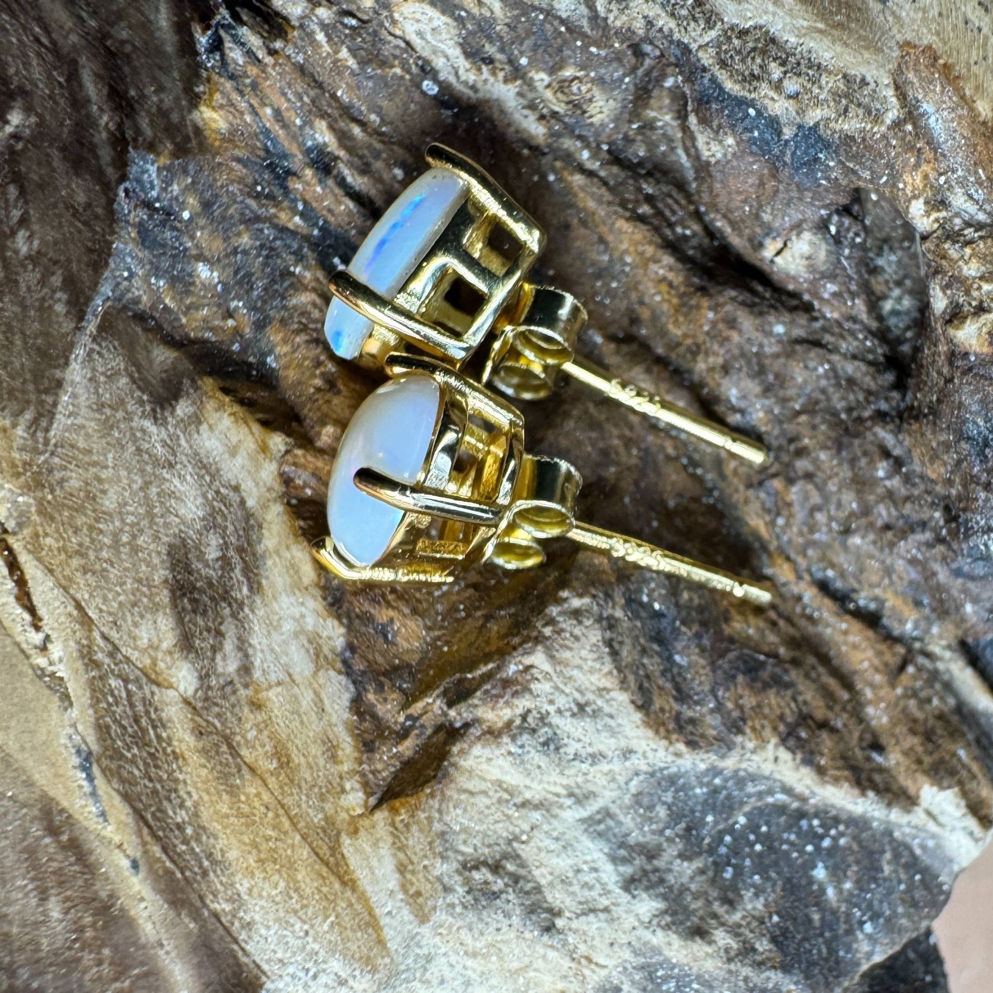 Uluru Dreaming ~ 1.6ct Solid Coober Pedy Opal Gold Plated 925 Silver Earrings