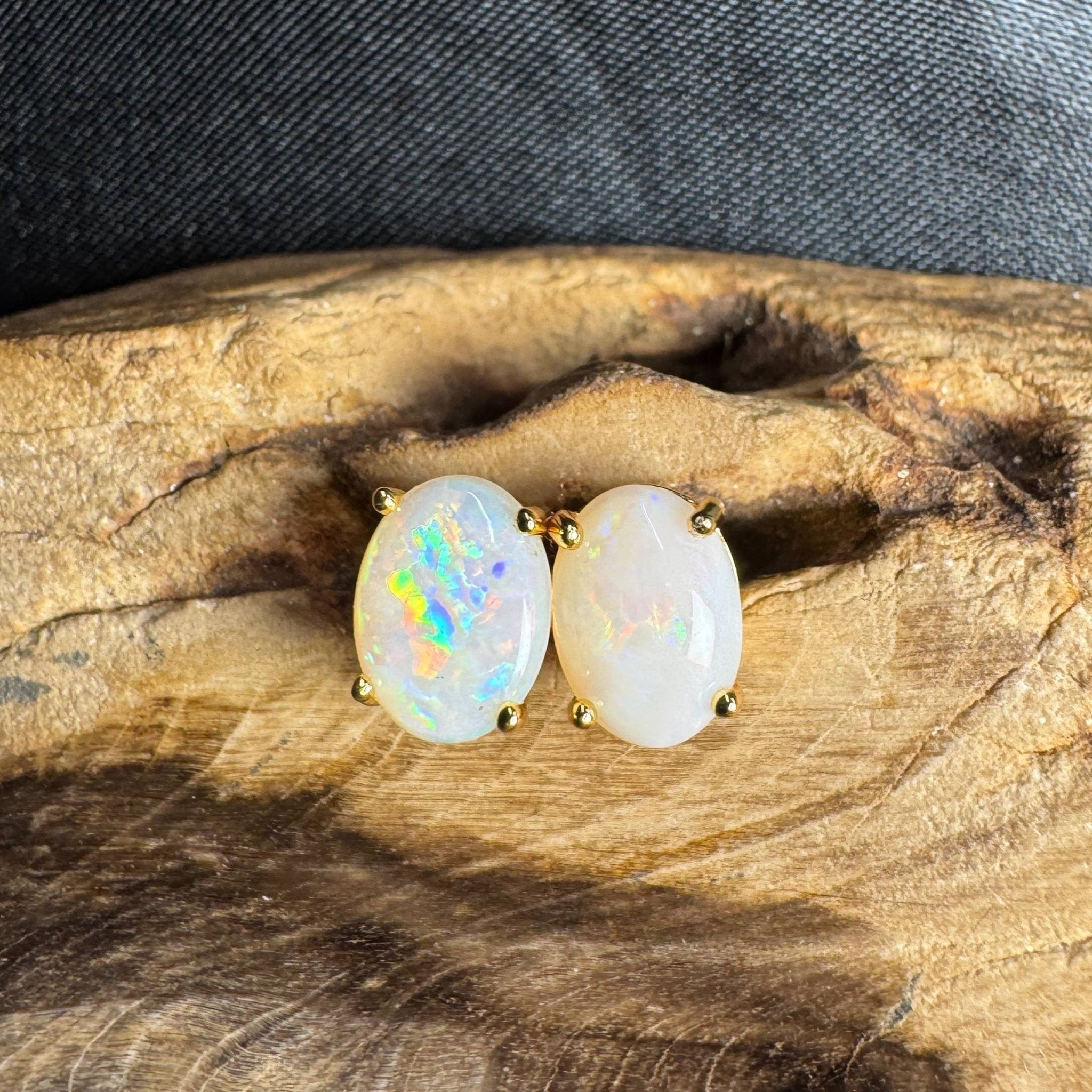 Uluru Dreaming ~ 1.6ct Solid Coober Pedy Opal Gold Plated 925 Silver Earrings