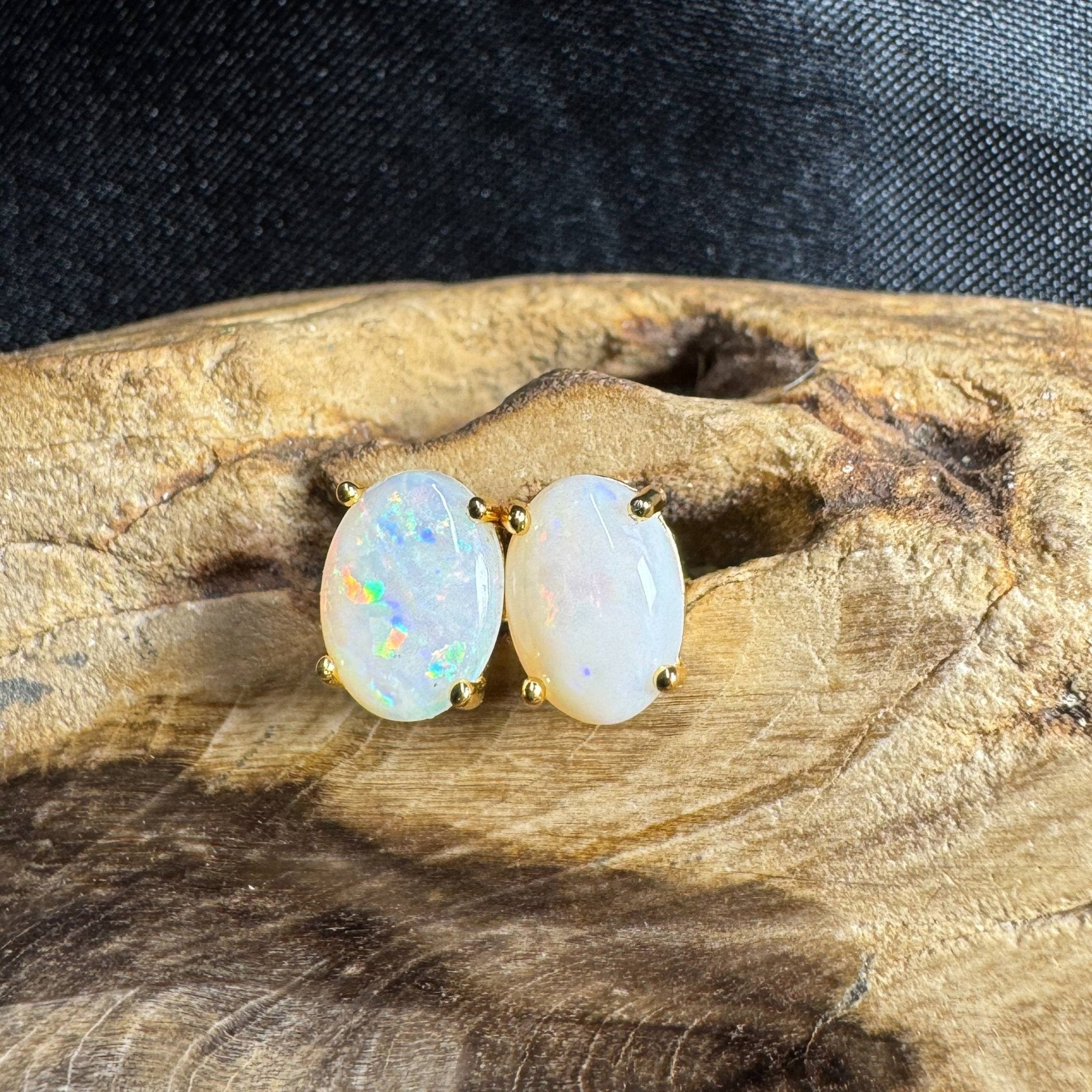 Uluru Dreaming ~ 1.6ct Solid Coober Pedy Opal Gold Plated 925 Silver Earrings