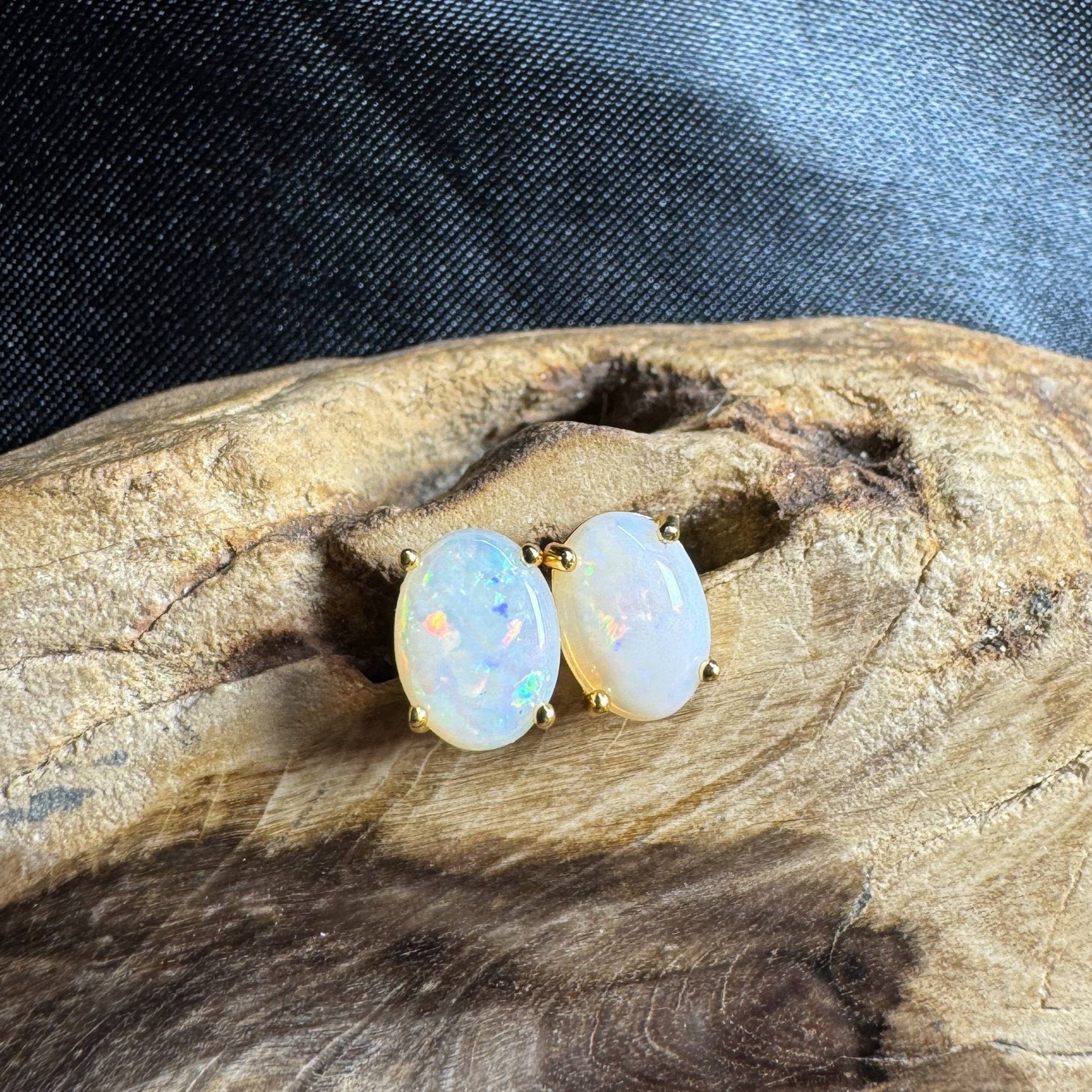 Uluru Dreaming ~ 1.6ct Solid Coober Pedy Opal Gold Plated 925 Silver Earrings