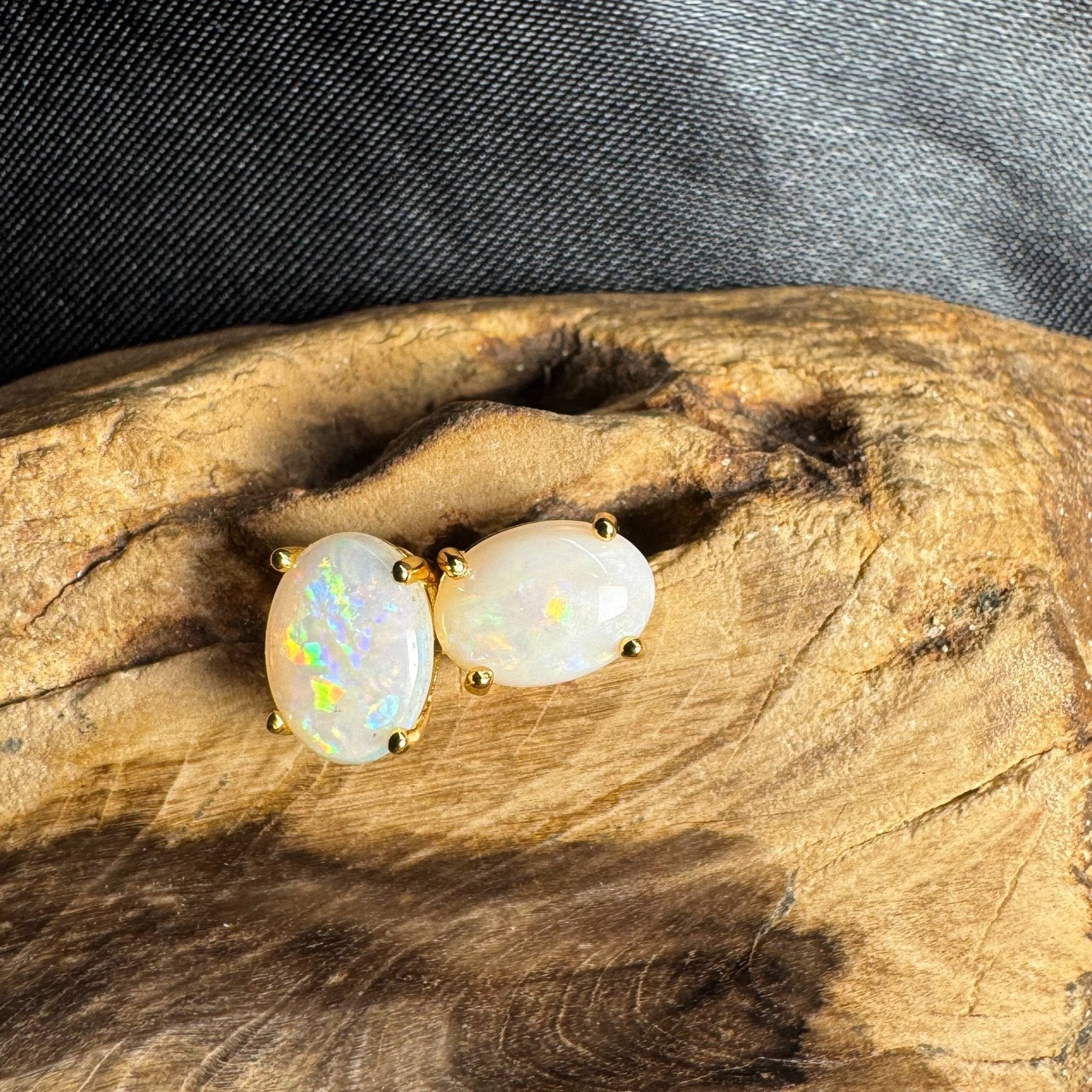 Uluru Dreaming ~ 1.6ct Solid Coober Pedy Opal Gold Plated 925 Silver Earrings