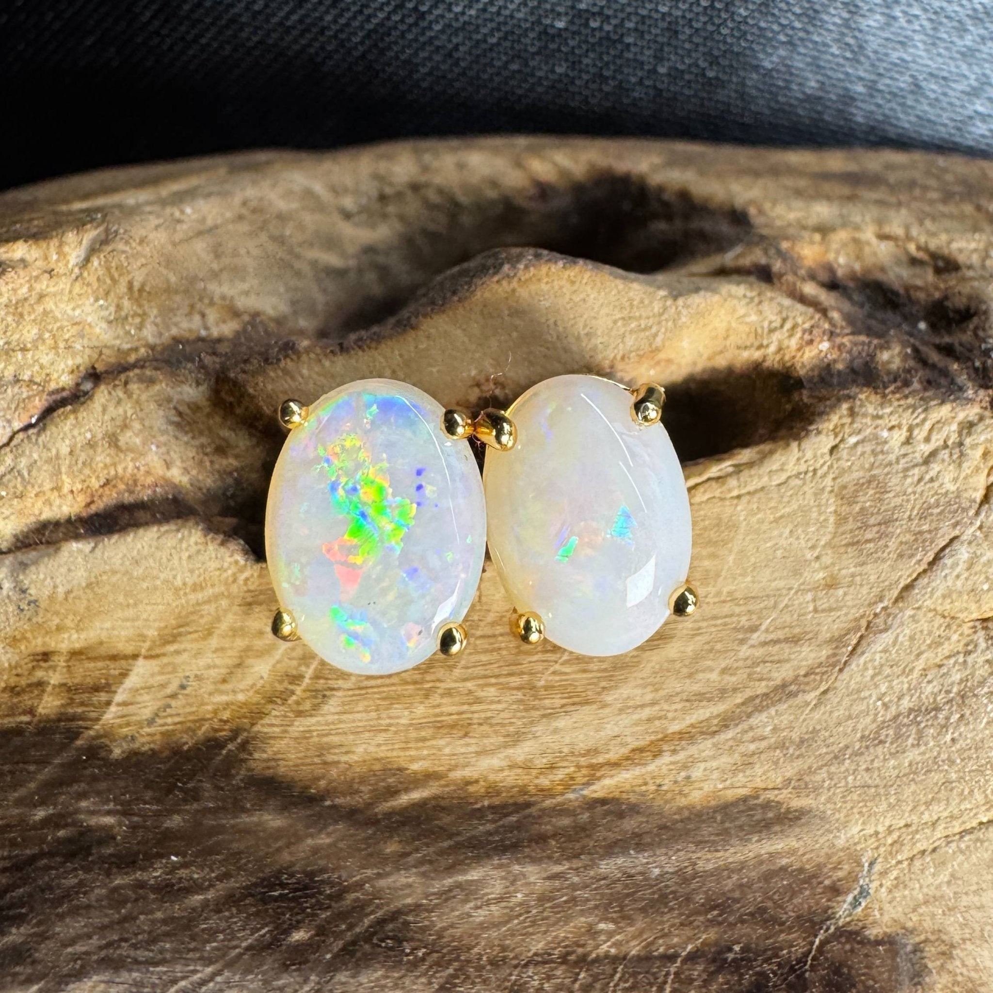 Uluru Dreaming ~ 1.6ct Solid Coober Pedy Opal Gold Plated 925 Silver Earrings