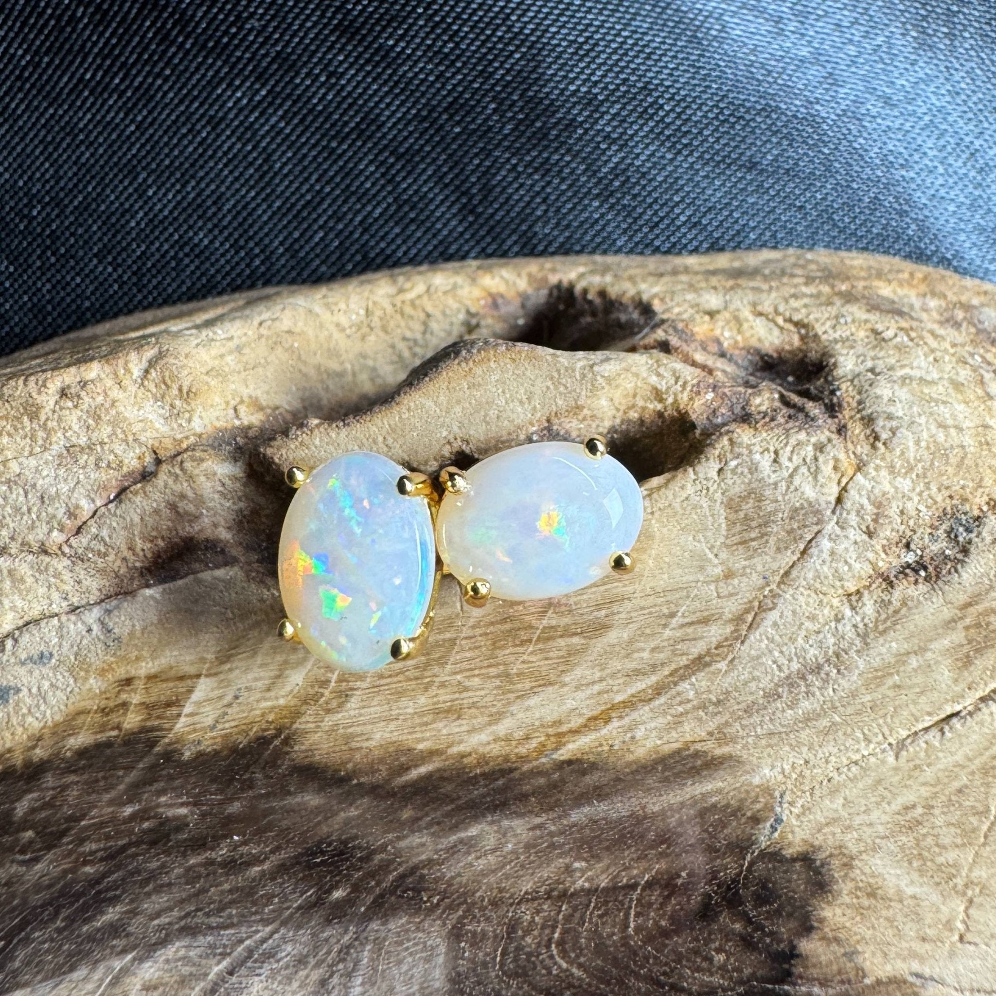Uluru Dreaming ~ 1.6ct Solid Coober Pedy Opal Gold Plated 925 Silver Earrings