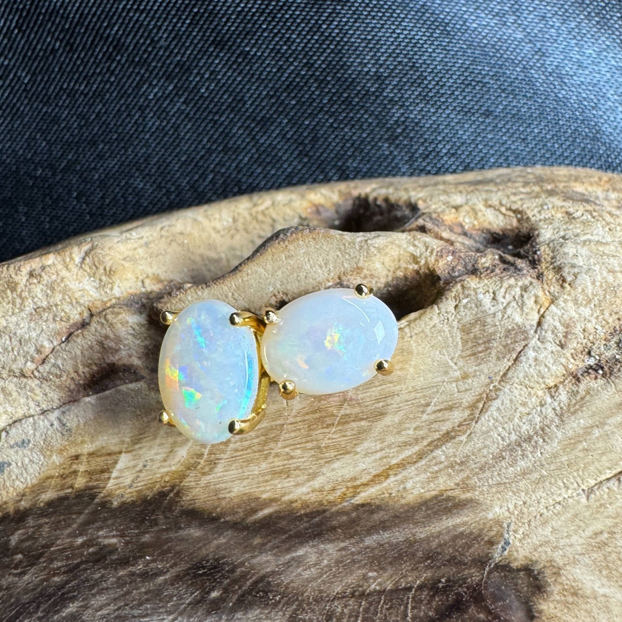 Uluru Dreaming ~ 1.6ct Solid Coober Pedy Opal Gold Plated 925 Silver Earrings