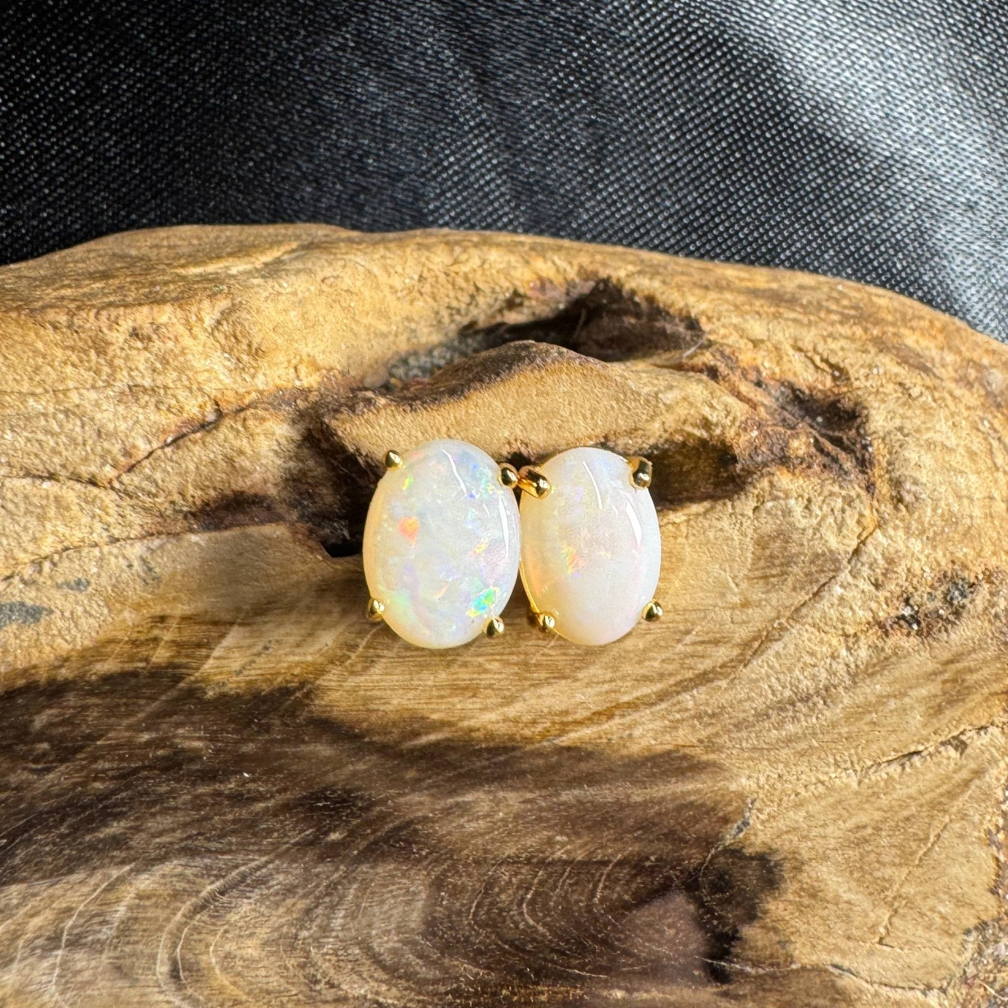 Uluru Dreaming ~ 1.6ct Solid Coober Pedy Opal Gold Plated 925 Silver Earrings