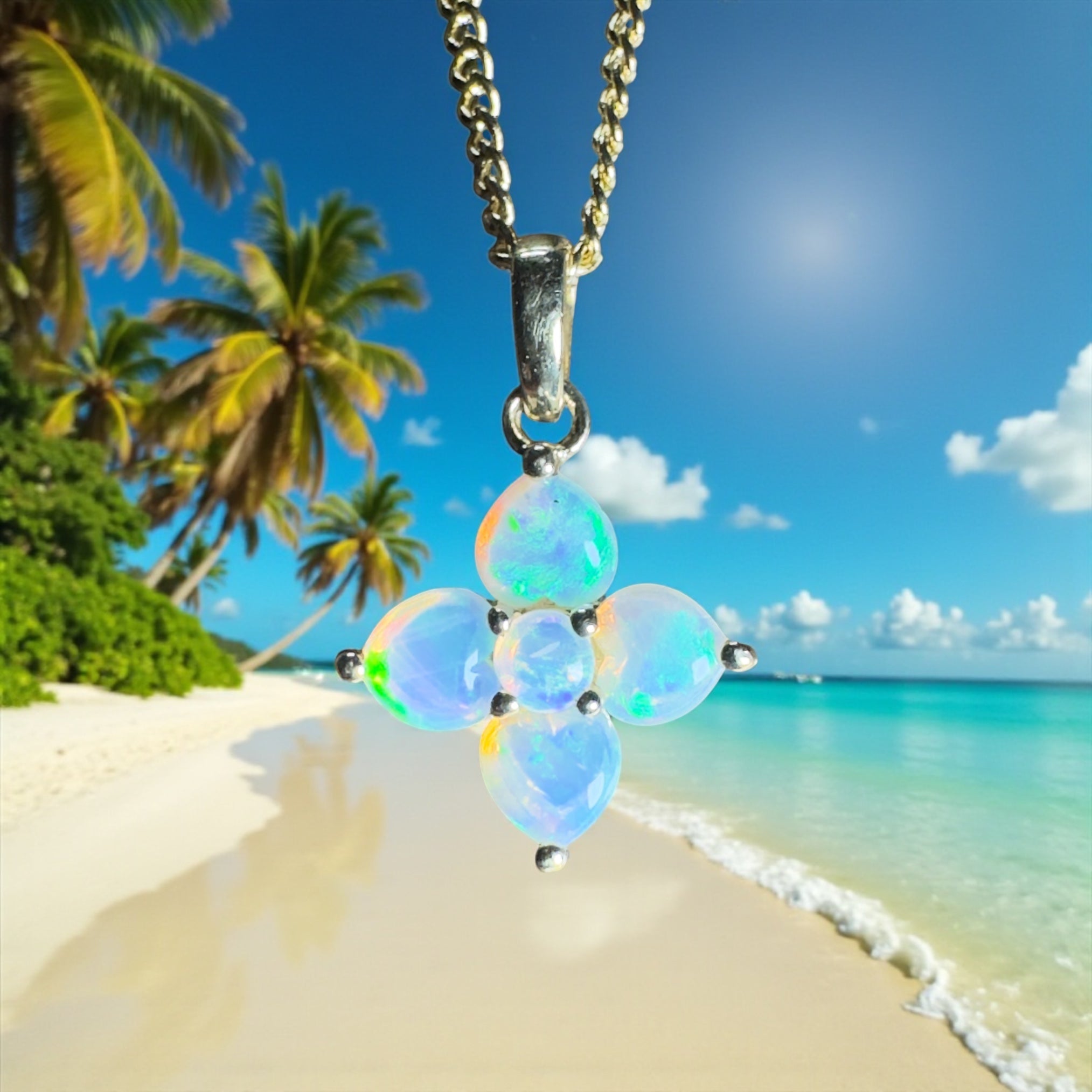 Waratah Glow ~ 9ct Solid Yellow Gold 0.4ct Coober Pedy Crystal Opal Pendant