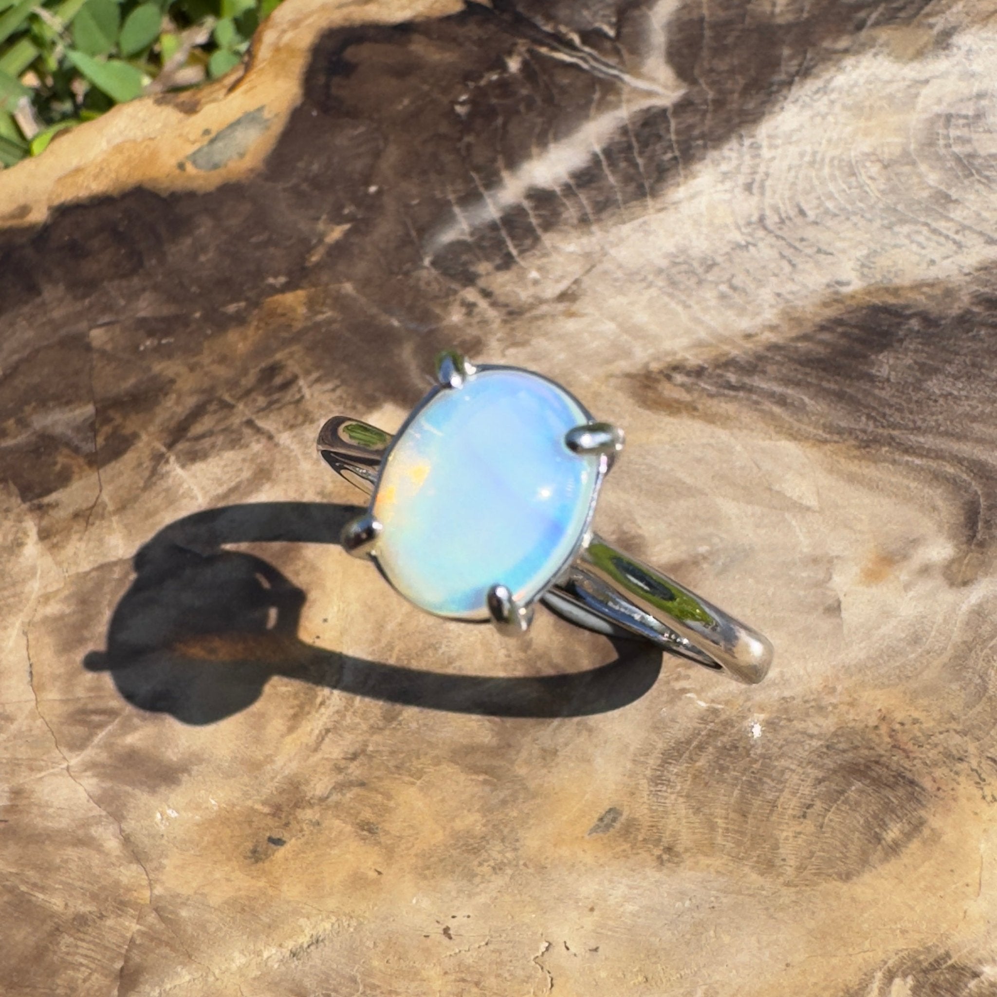 Whale Song Reach ~ 0.8ct Solid Lightning Ridge Opal 925 Silver Ring