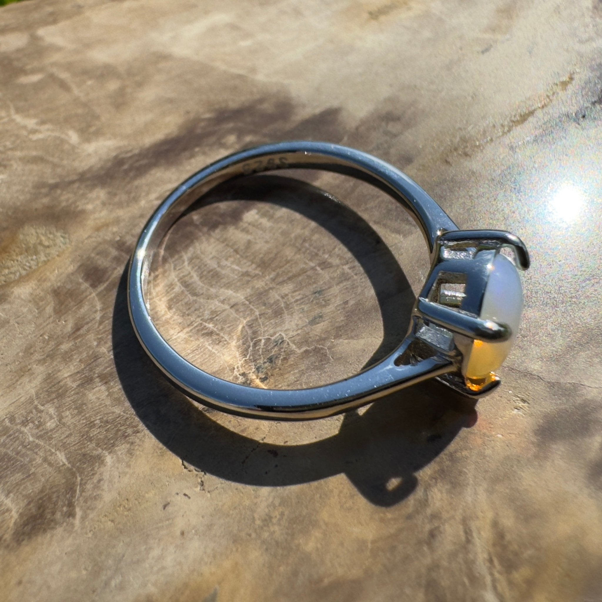 Whale Song Reach ~ 0.8ct Solid Lightning Ridge Opal 925 Silver Ring