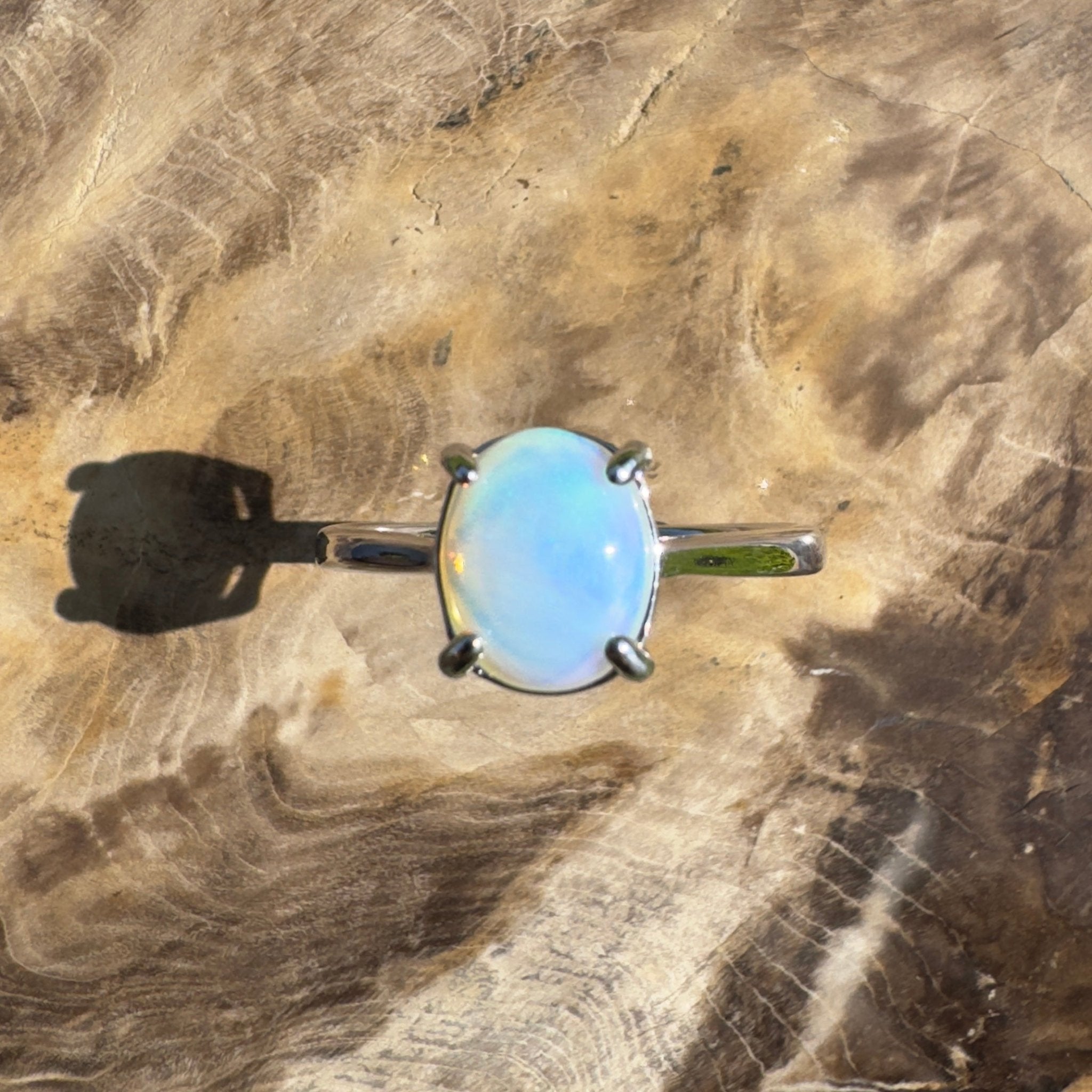 Whale Song Reach ~ 0.8ct Solid Lightning Ridge Opal 925 Silver Ring