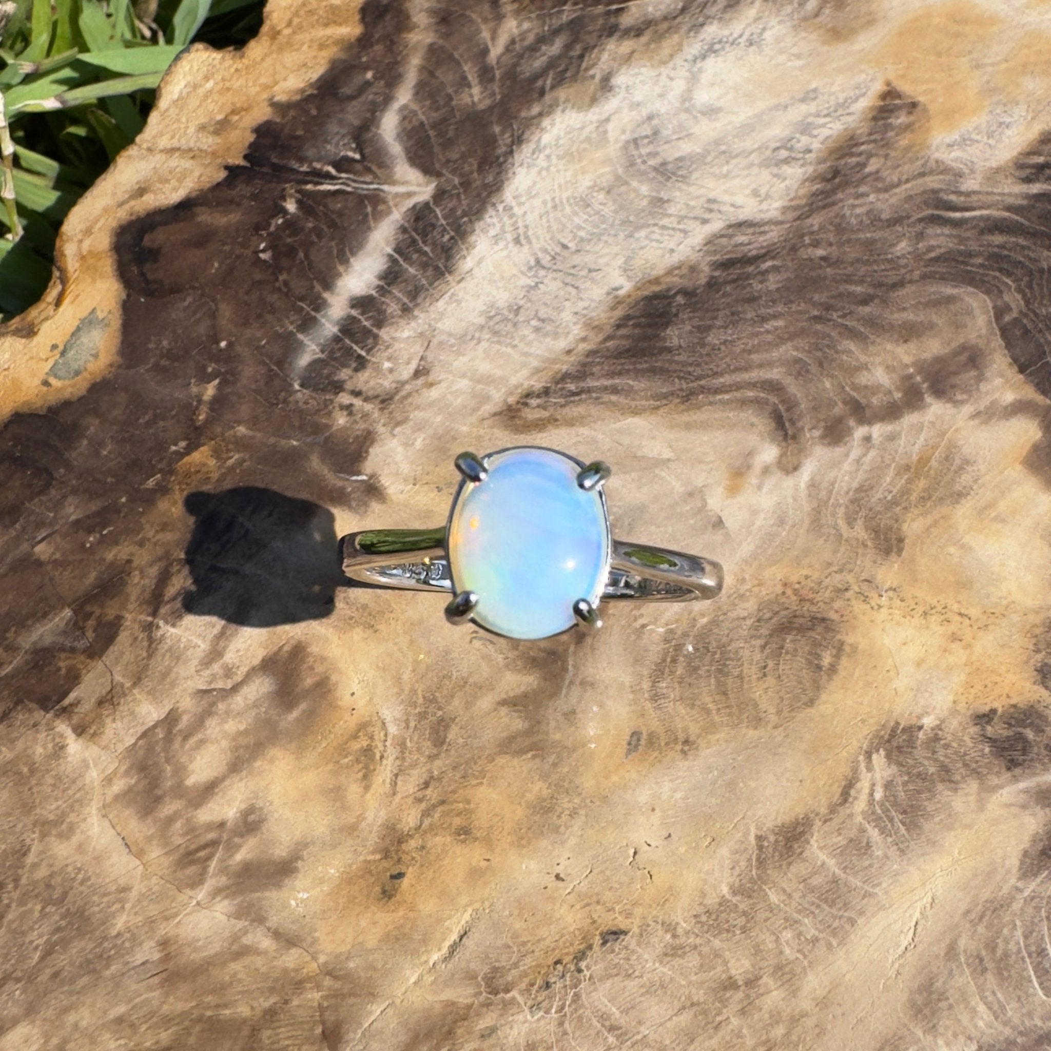 Whale Song Reach ~ 0.8ct Solid Lightning Ridge Opal 925 Silver Ring