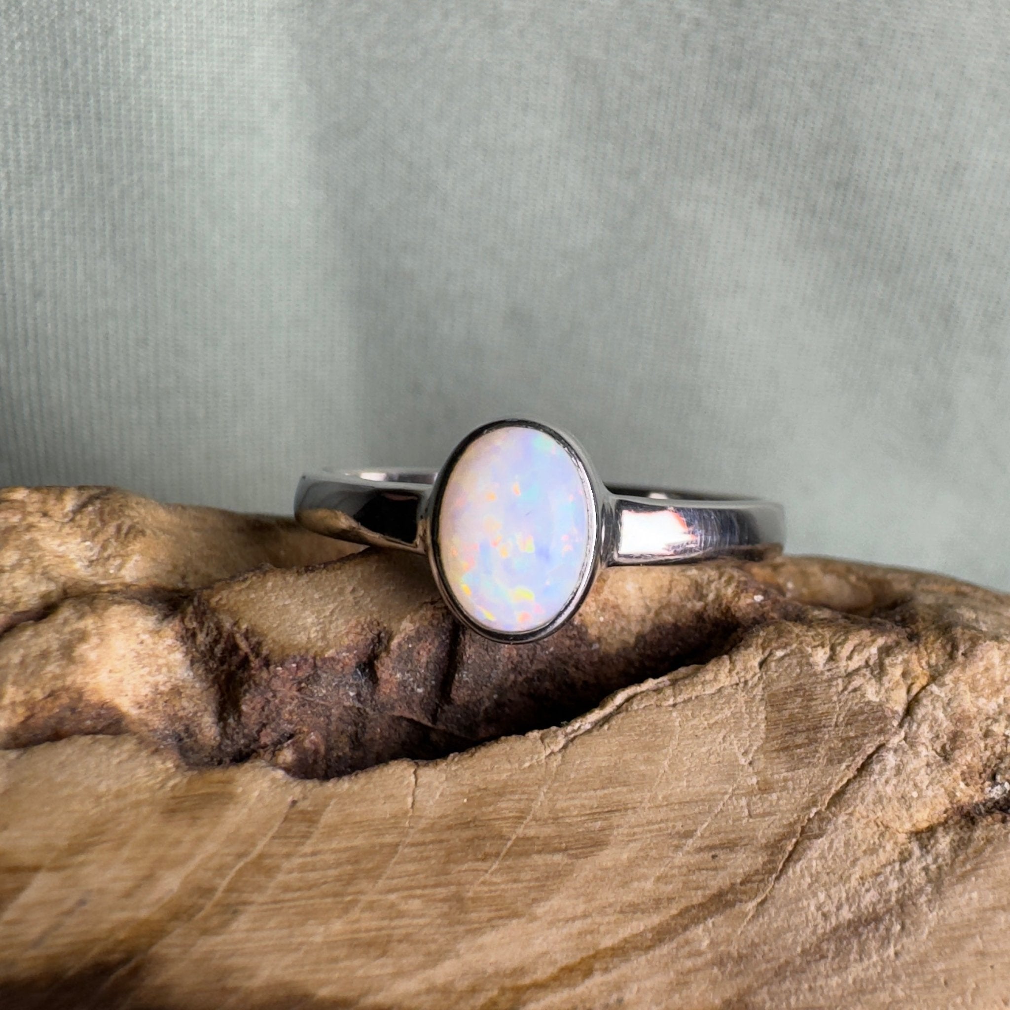 White Sands Park Softfire – Solid Lightning Ridge Opal 925 Sterling Silver Ring