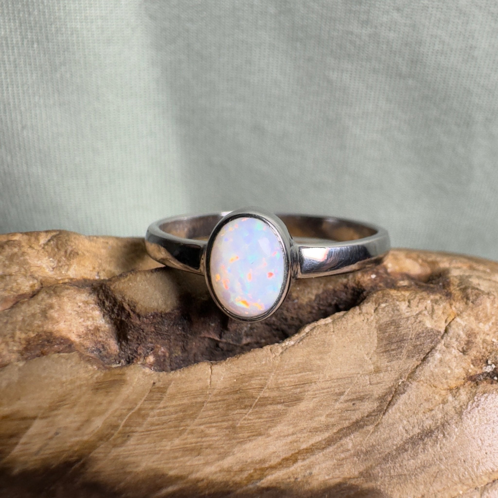 White Sands Park Softfire – Solid Lightning Ridge Opal 925 Sterling Silver Ring