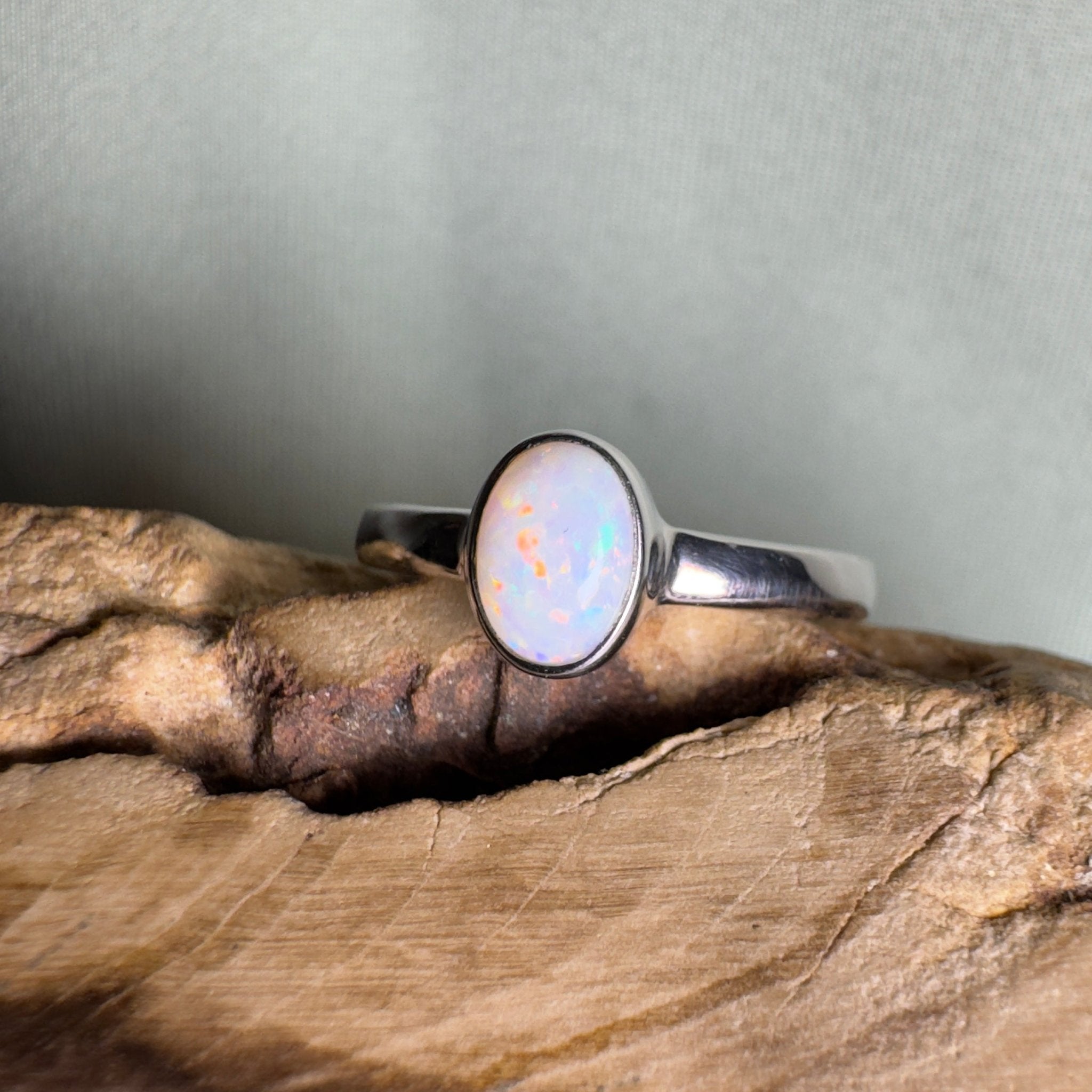 White Sands Park Softfire – Solid Lightning Ridge Opal 925 Sterling Silver Ring