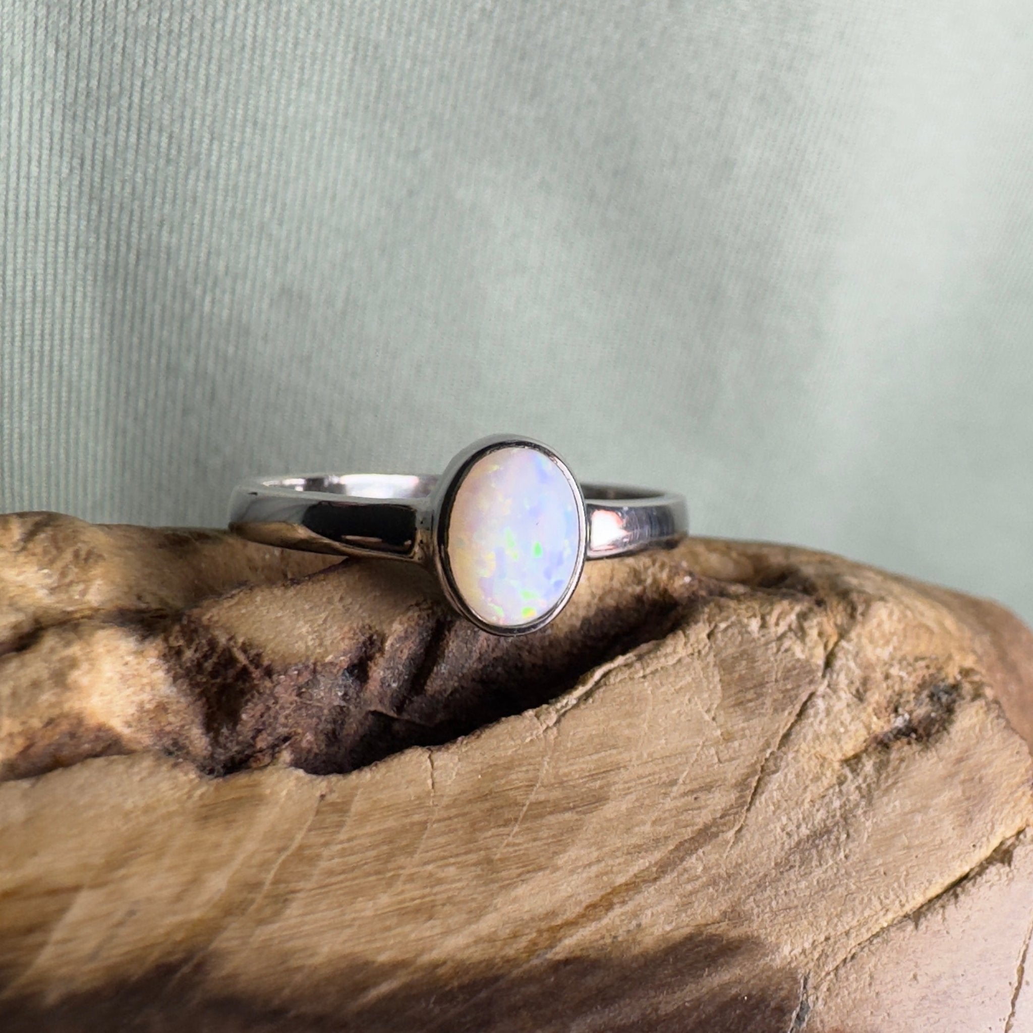 White Sands Park Softfire – Solid Lightning Ridge Opal 925 Sterling Silver Ring