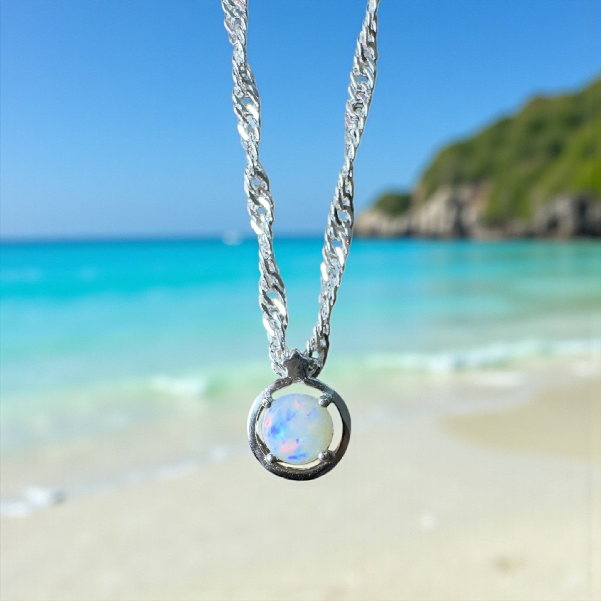 White Wonders - 0.6ct Coober Pedy Opal 925 Silver Pendant