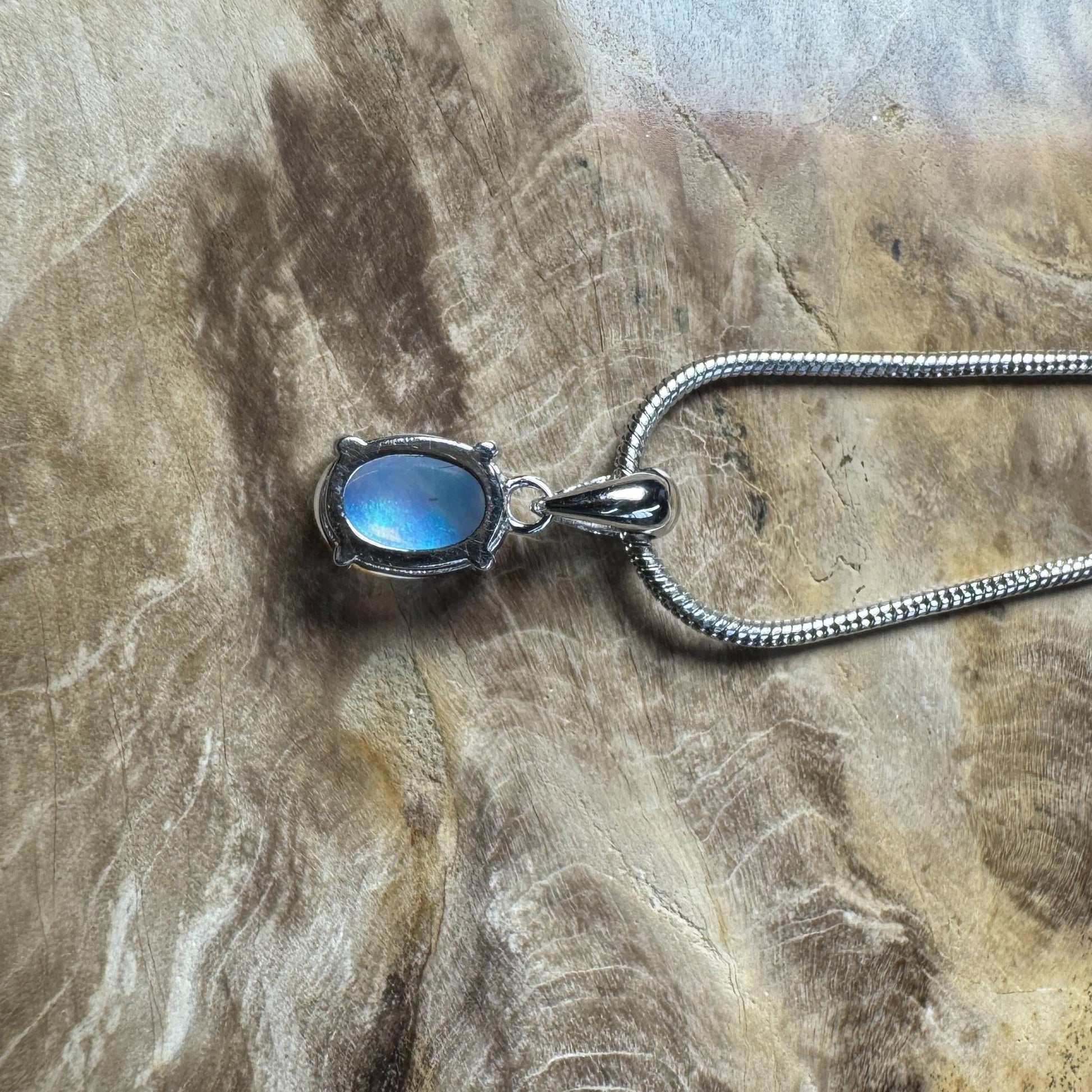 Whitsunday Drift ~ 0.8ct Solid Lightning Ridge Opal 925 Silver Pendant Necklace