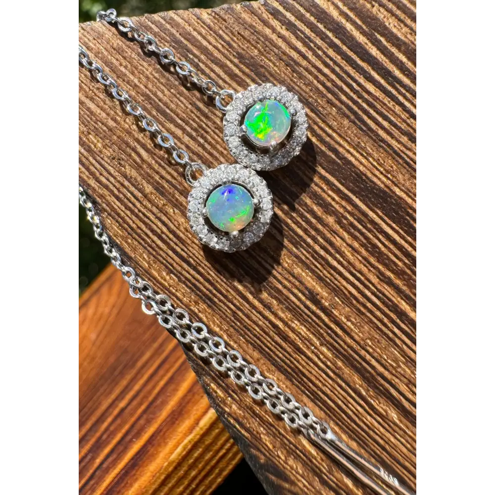 Elegant handcrafted Opal and diamond drop earrings from the Whitsunday Sparkle collection