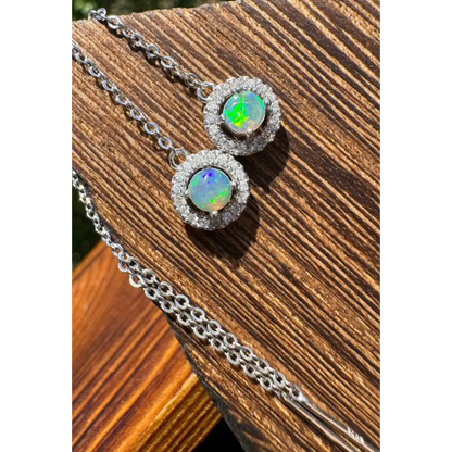 Elegant handcrafted Opal and diamond drop earrings from the Whitsunday Sparkle collection