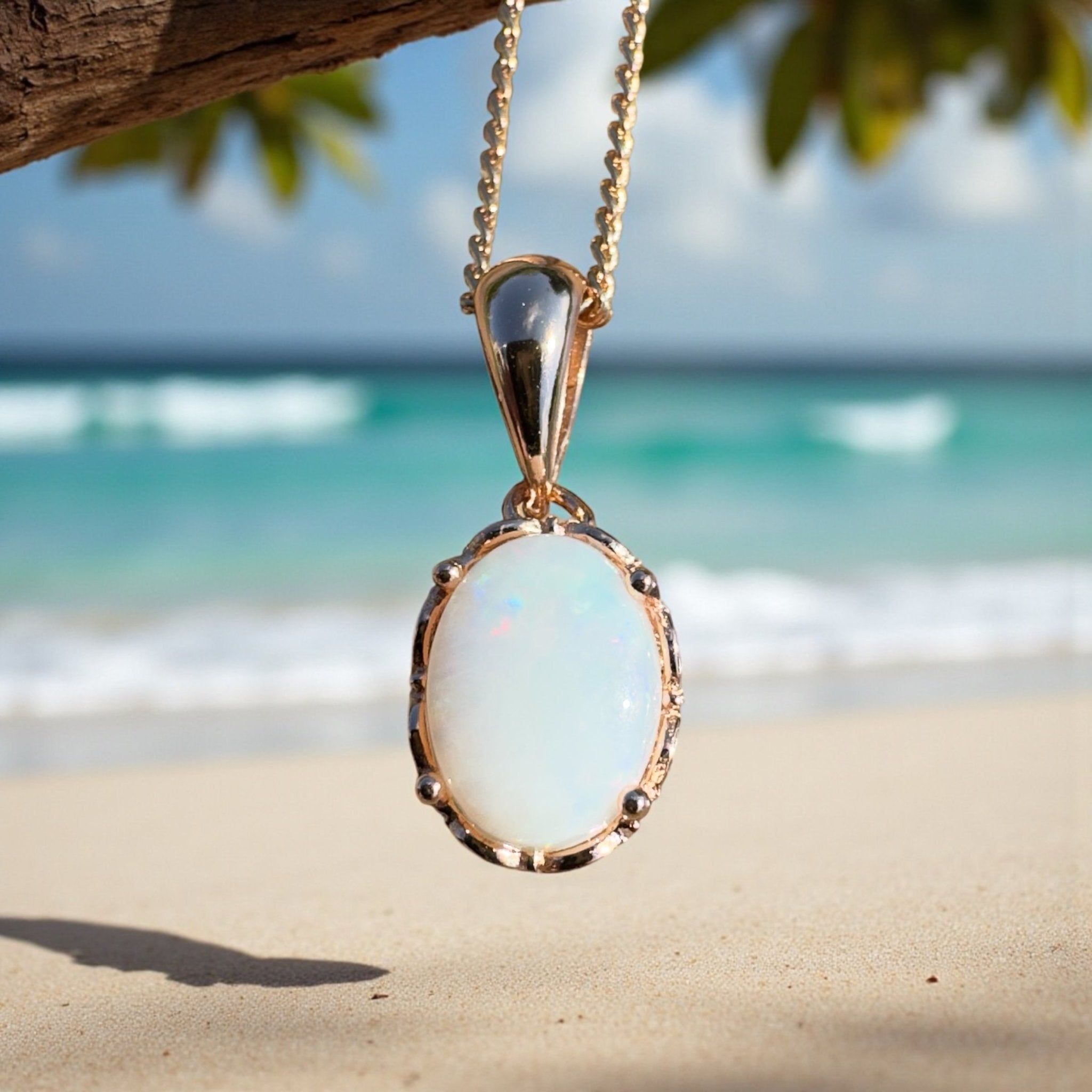 Wilpena Sky - 0.8ct Coober Pedy Opal Rose Gold Coated 925 Silver Pendant