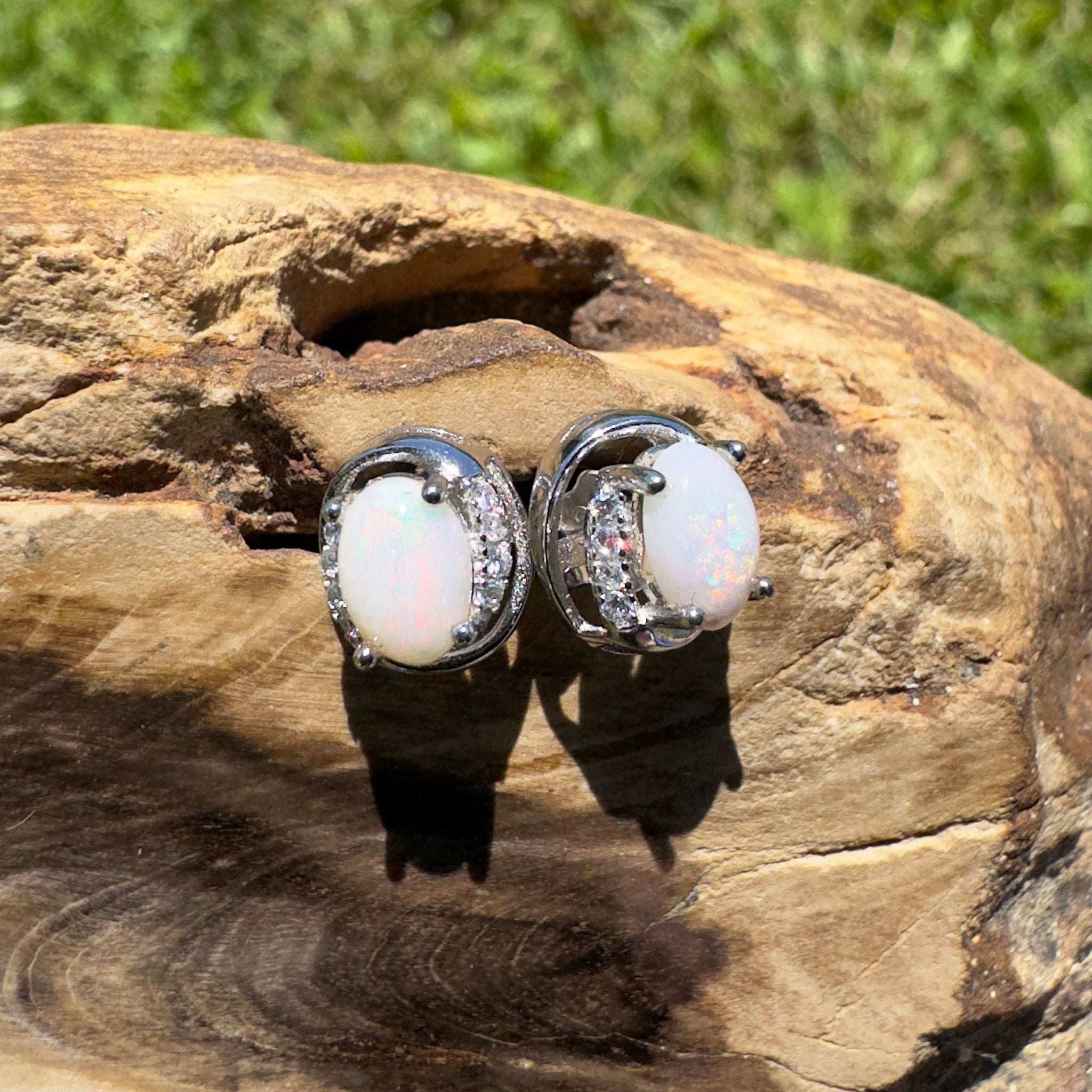 Wilson Prom Glitter - 0.6ct Coober Pedy Opal 925 Silver Earrings