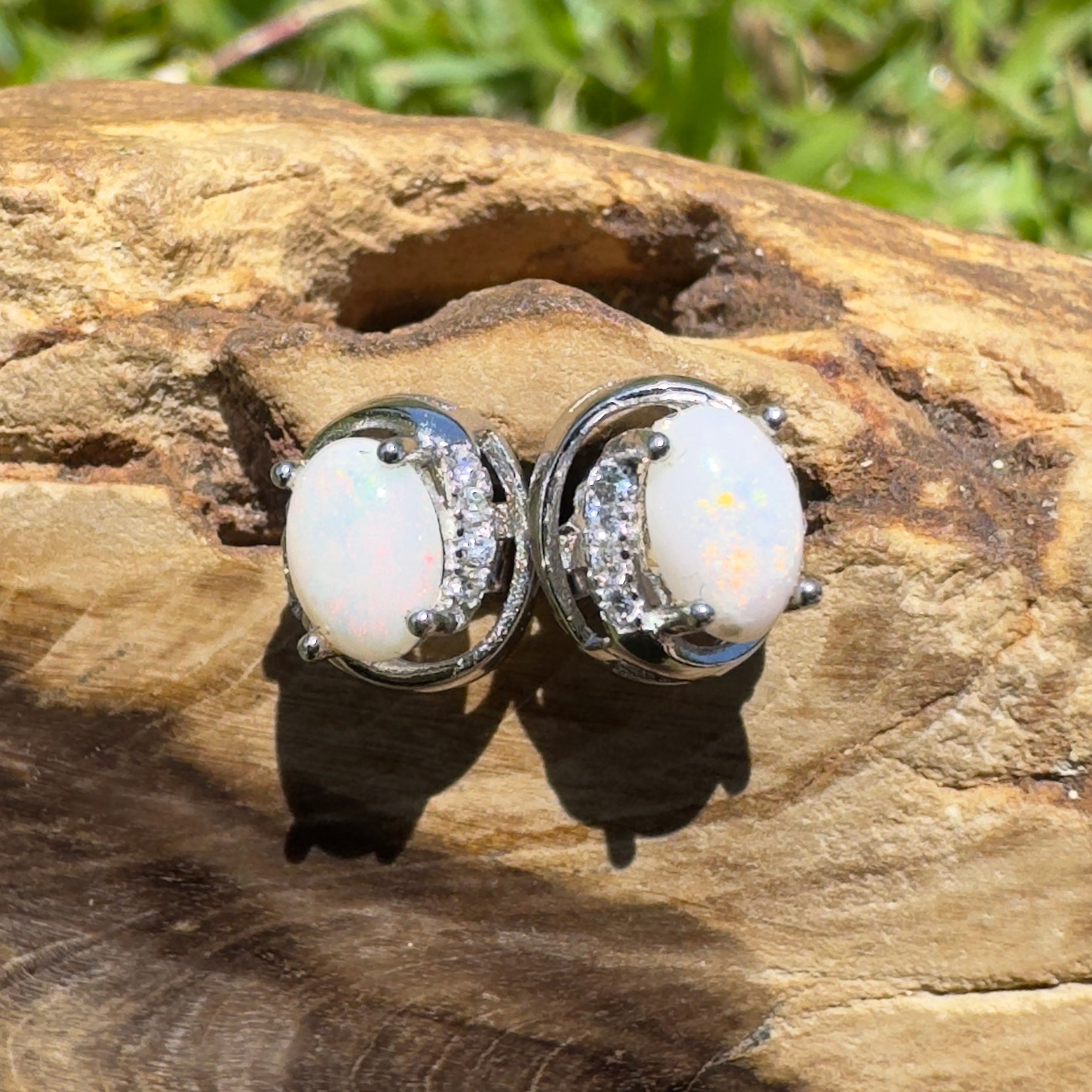 Wilson Prom Glitter - 0.6ct Coober Pedy Opal 925 Silver Earrings